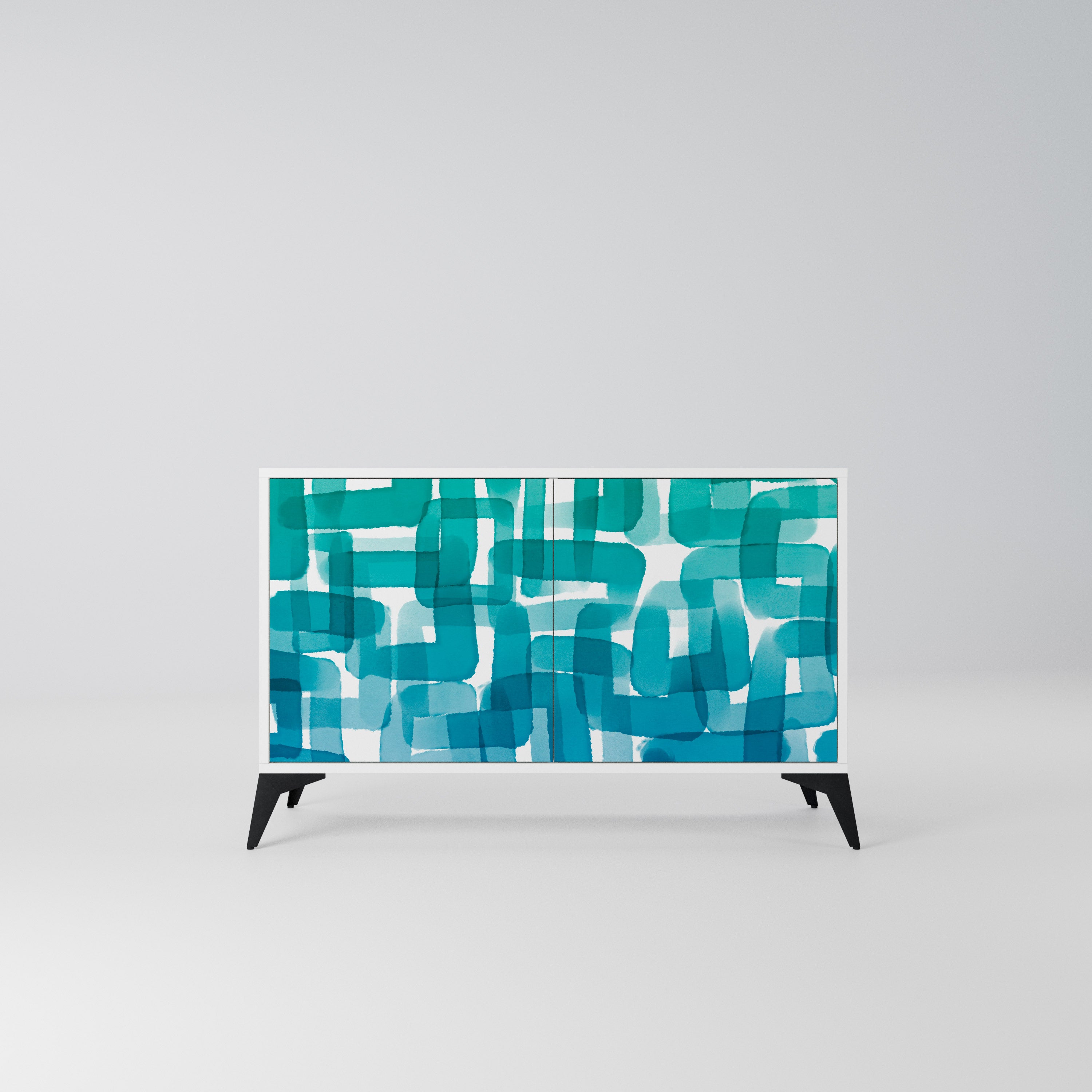TURQUOISE RECTANGLES Komoda 2-drzwiowa korpus Biały