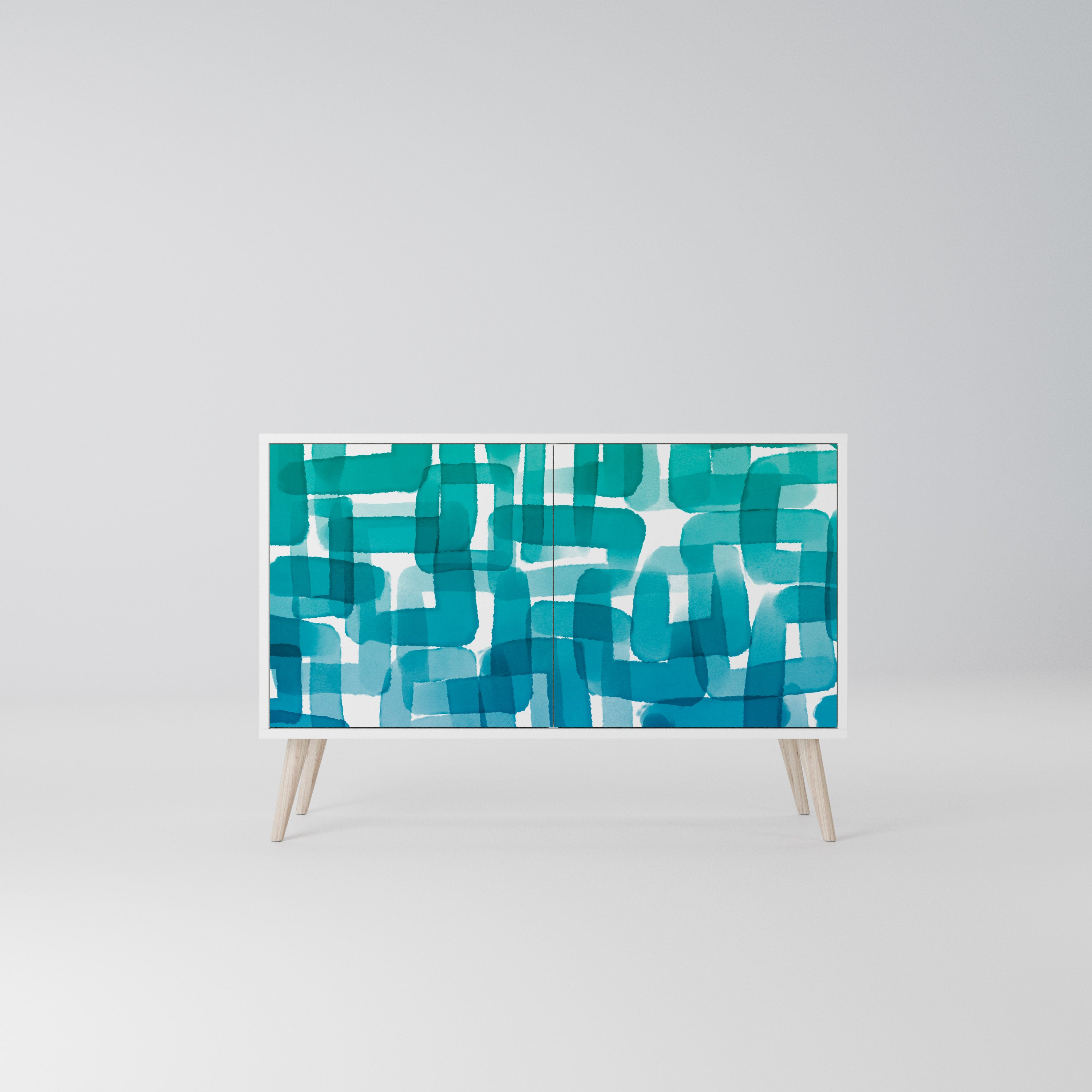 TURQUOISE RECTANGLES Komoda 2-drzwiowa korpus Biały