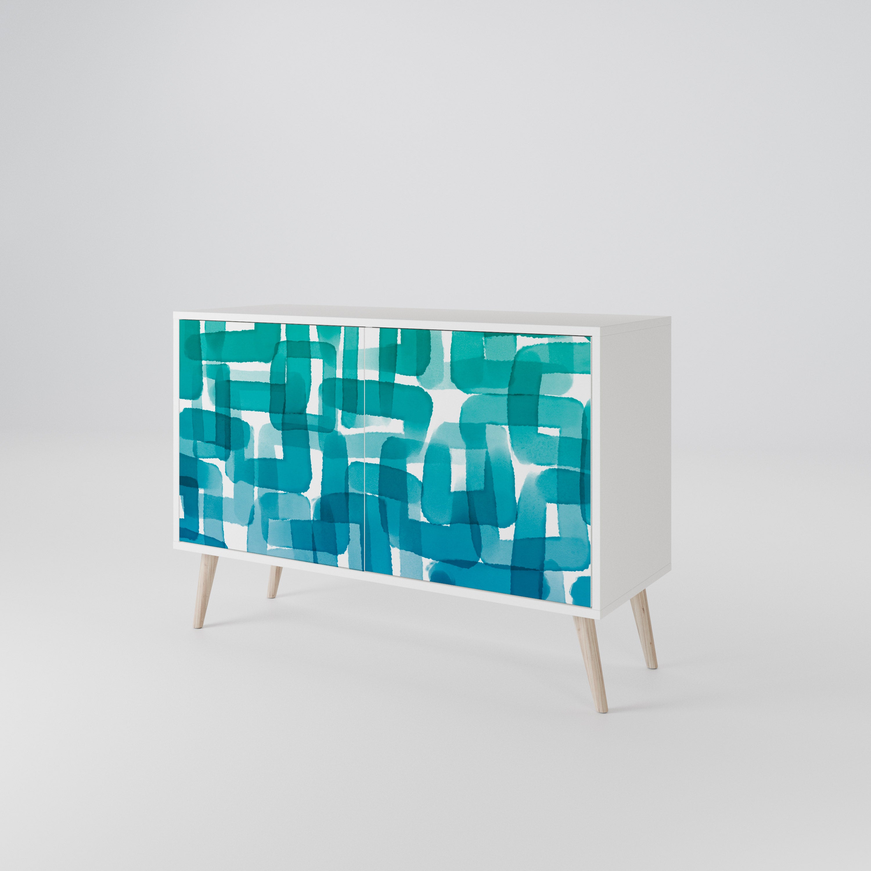 TURQUOISE RECTANGLES Komoda 2-drzwiowa korpus Biały