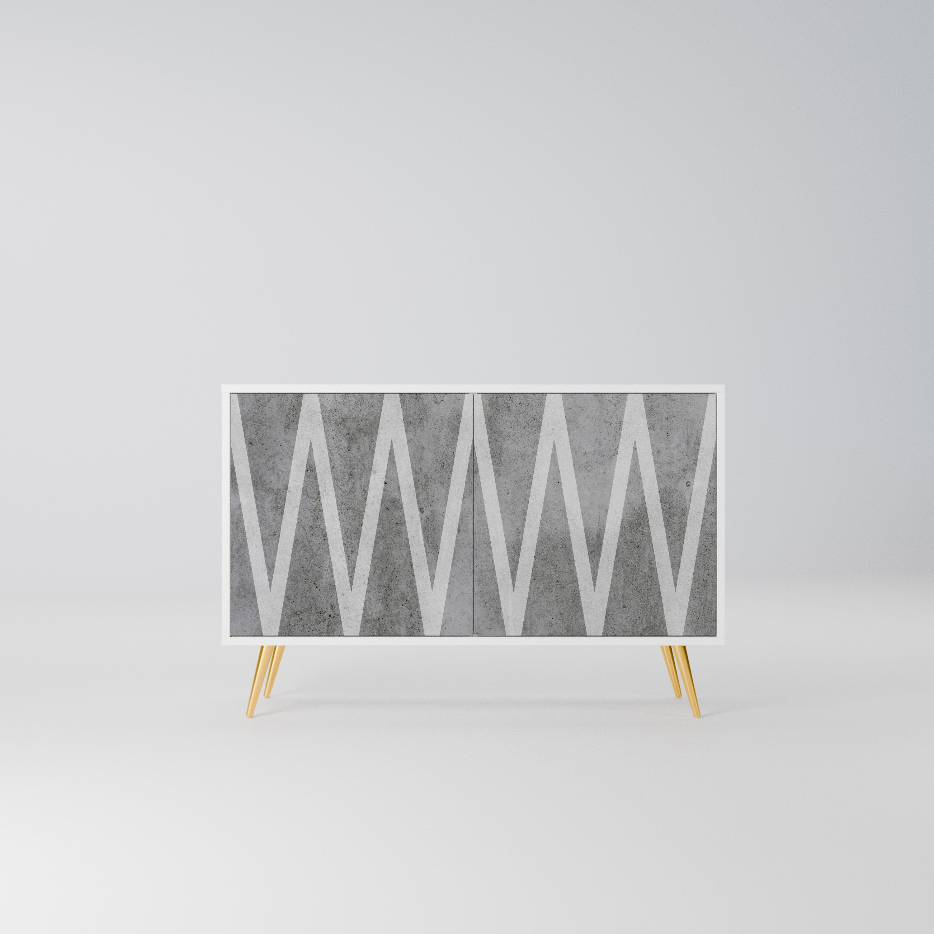 SOLID ZIG ZAG Komoda 2-drzwiowa korpus Biały