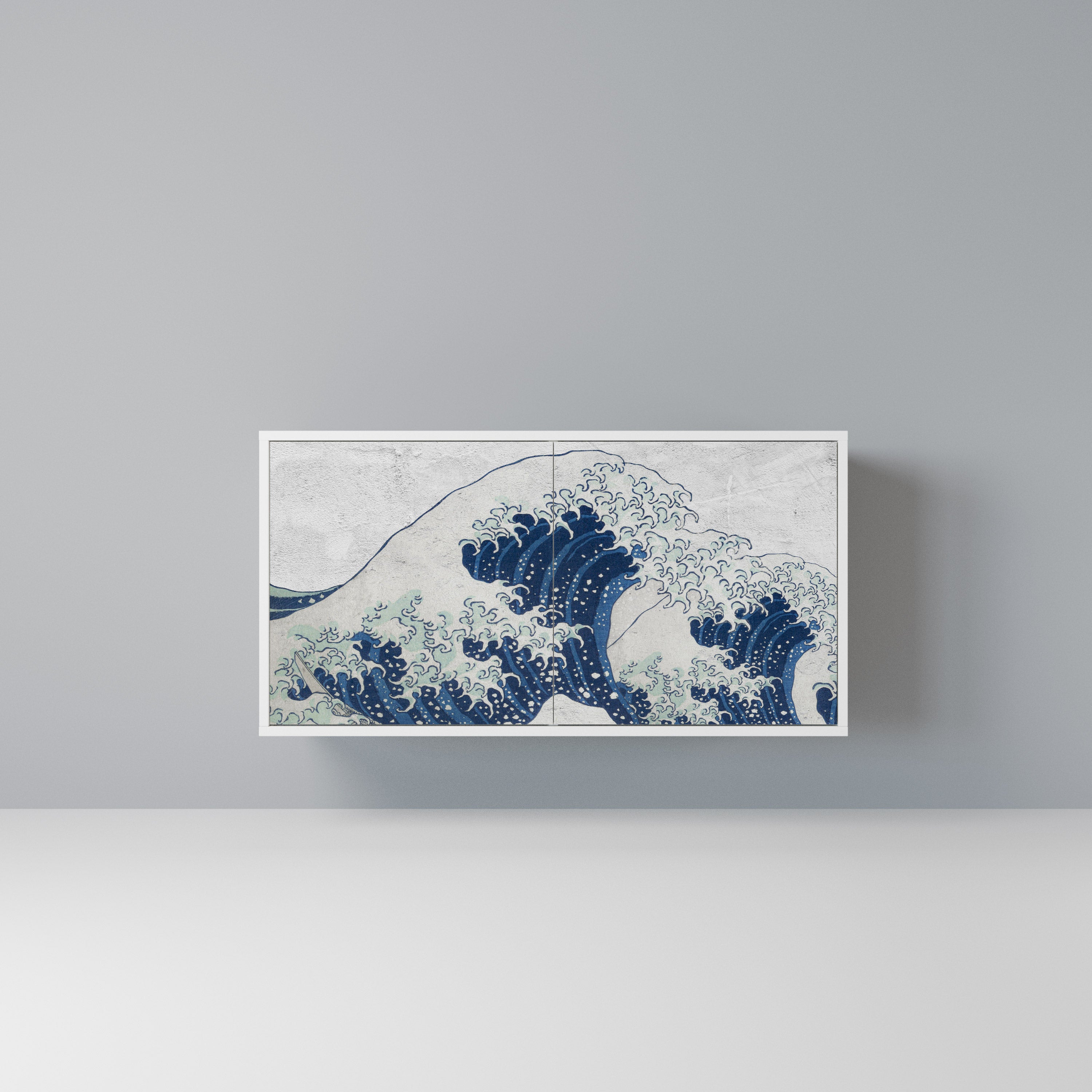 THE GREAT WAVE AT KANAGAWA Komoda 2-drzwiowa korpus Biały