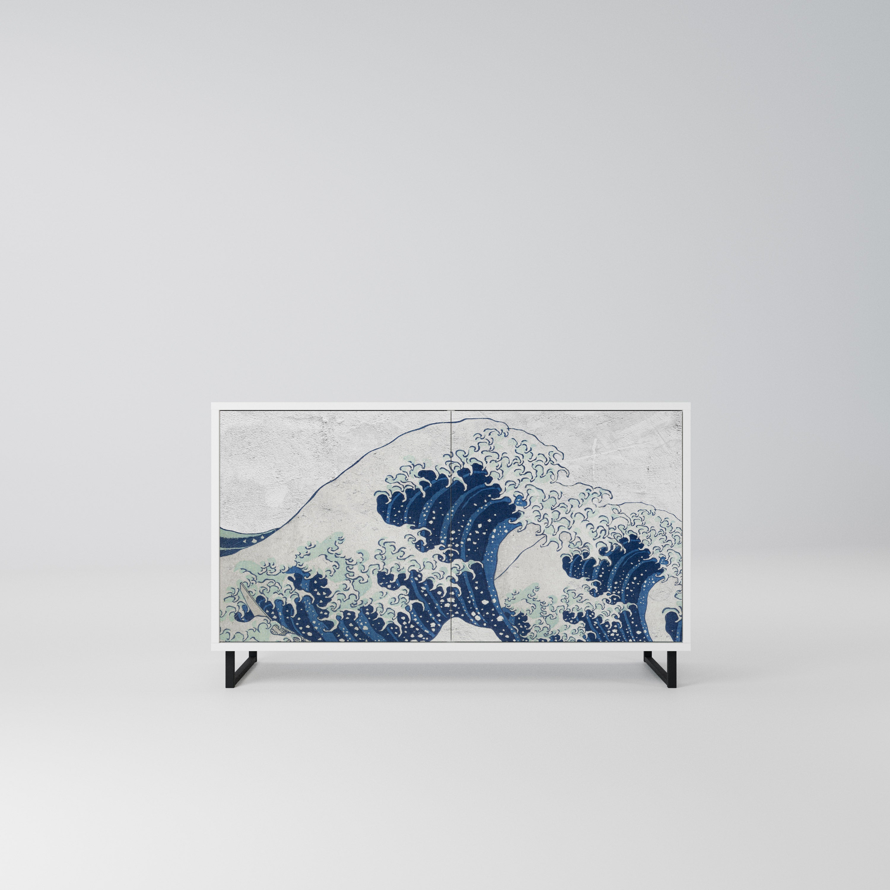 THE GREAT WAVE AT KANAGAWA Komoda 2-drzwiowa korpus Biały