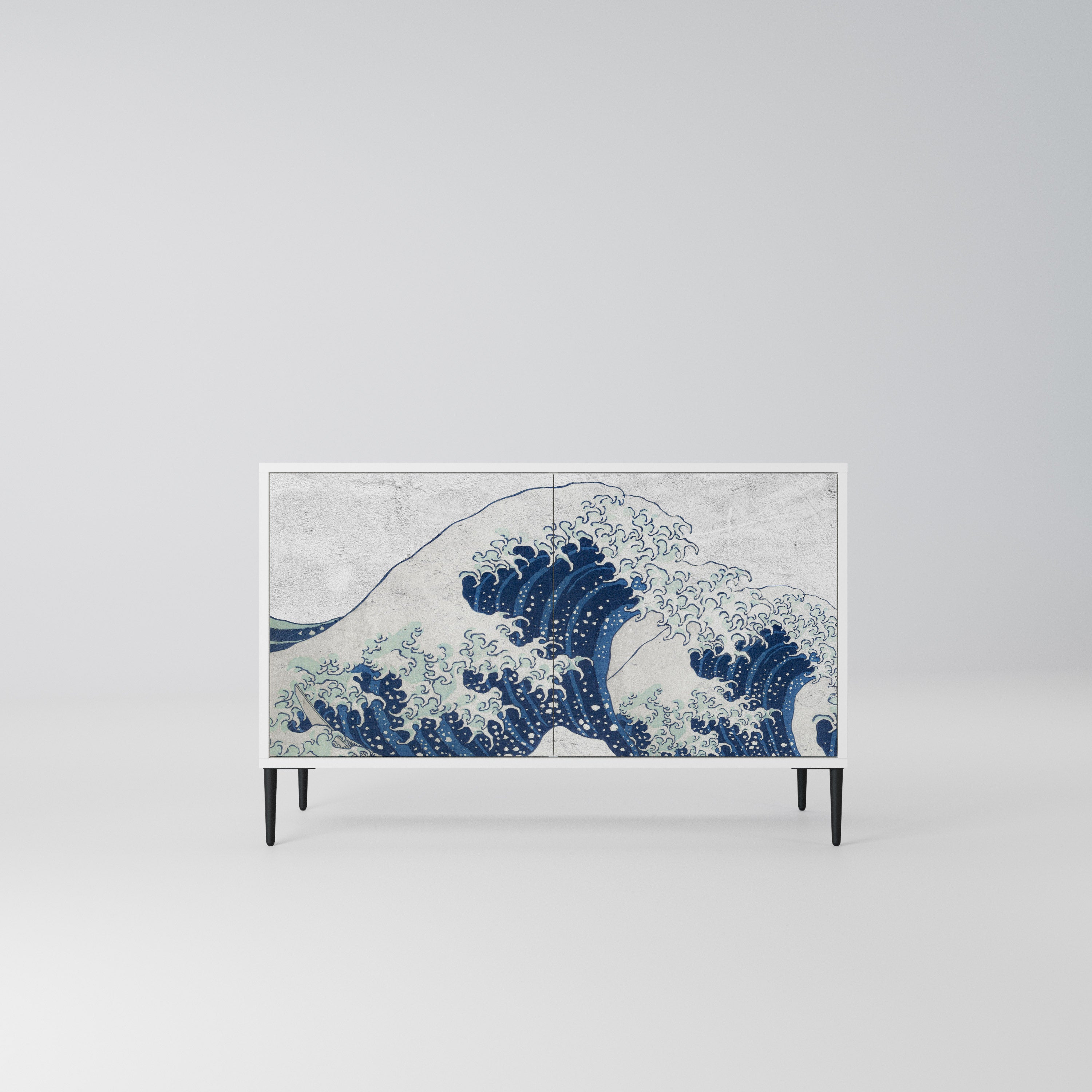 THE GREAT WAVE AT KANAGAWA Komoda 2-drzwiowa korpus Biały