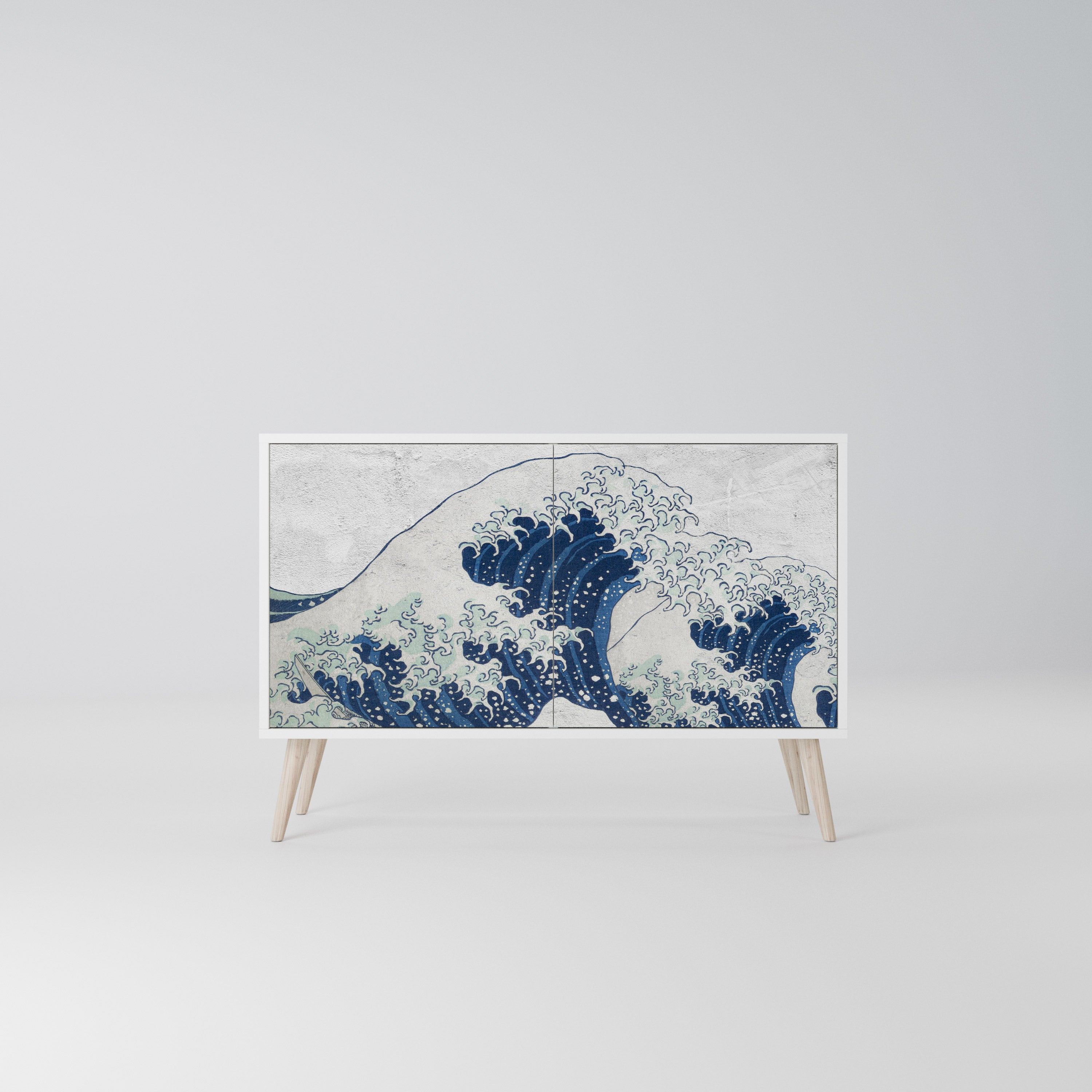 THE GREAT WAVE AT KANAGAWA Komoda 2-drzwiowa korpus Biały