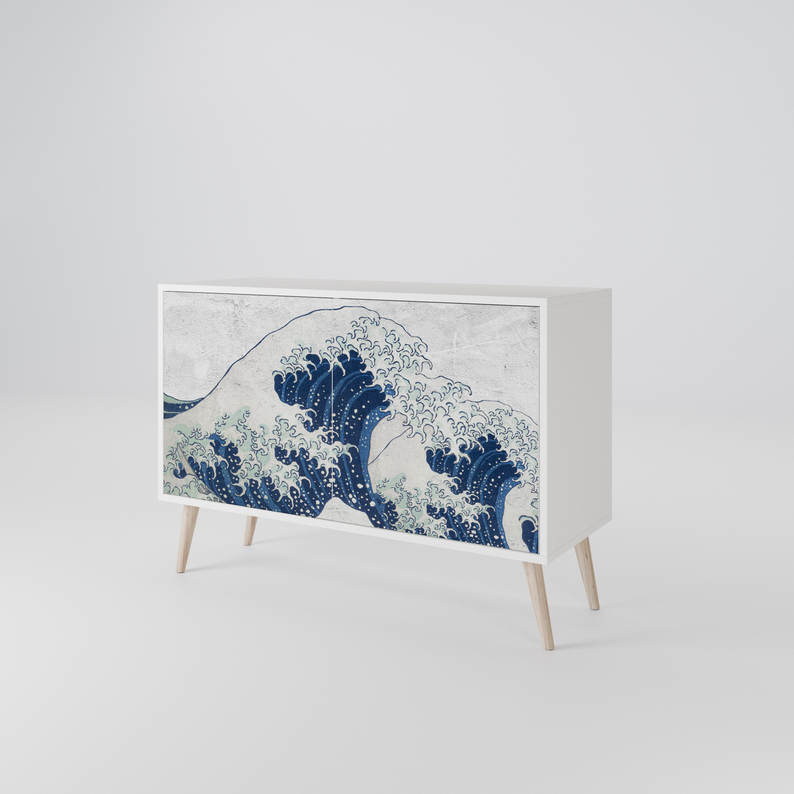 THE GREAT WAVE AT KANAGAWA Komoda 2-drzwiowa korpus Biały