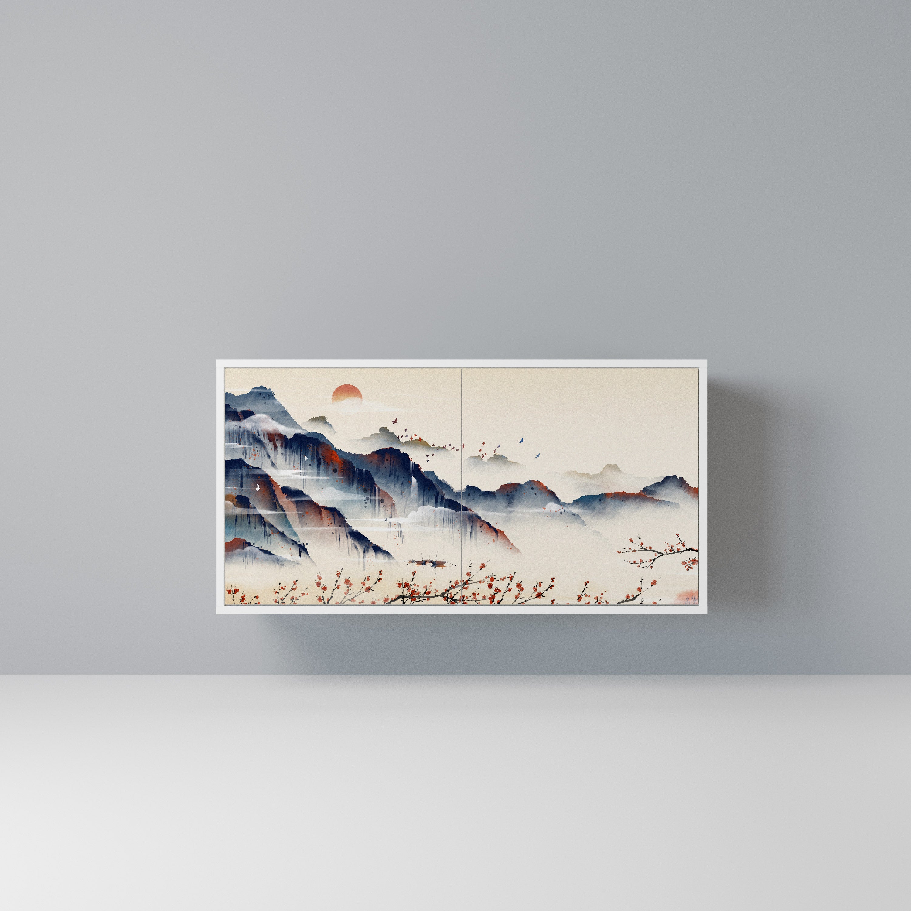 JAPANESE LANDSCAPE Komoda 2-drzwiowa korpus Biały