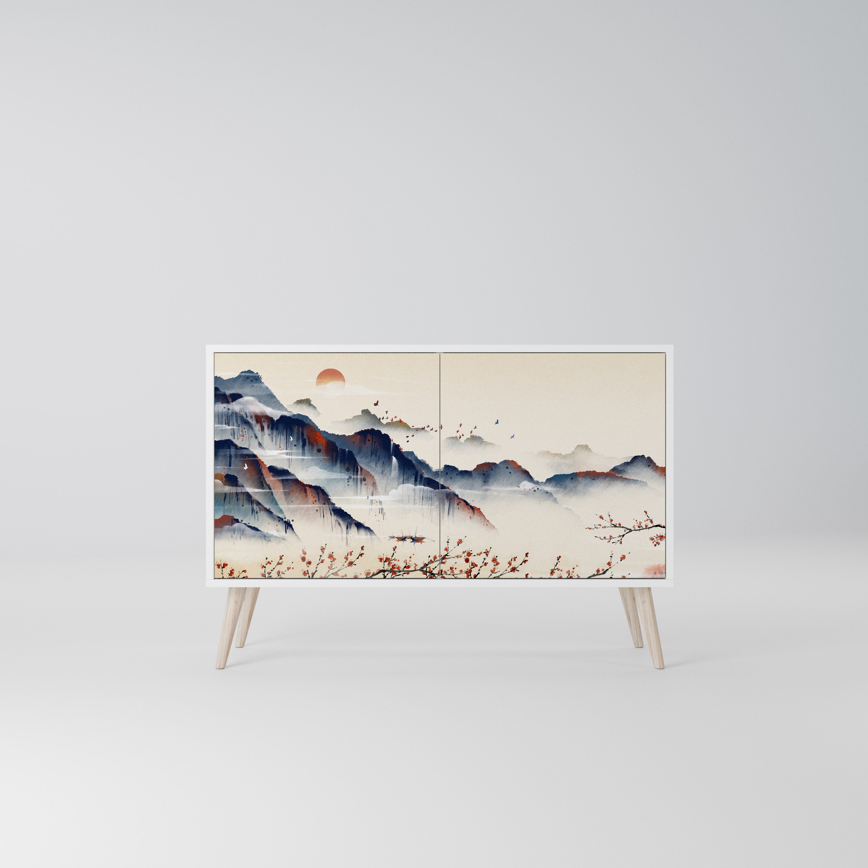 JAPANESE LANDSCAPE Komoda 2-drzwiowa korpus Biały