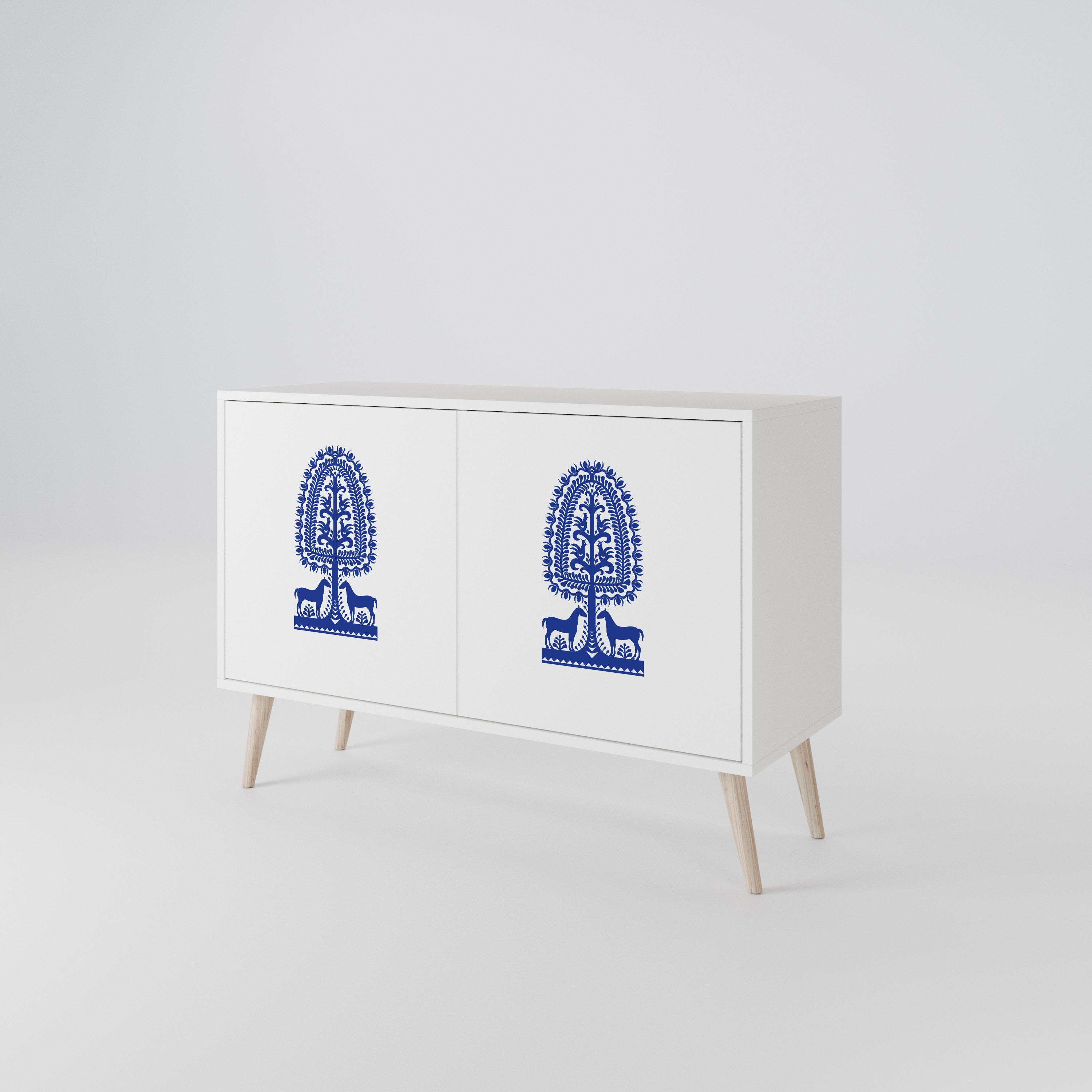 POLISH FOLK ART Komoda 2-drzwiowa korpus Biały