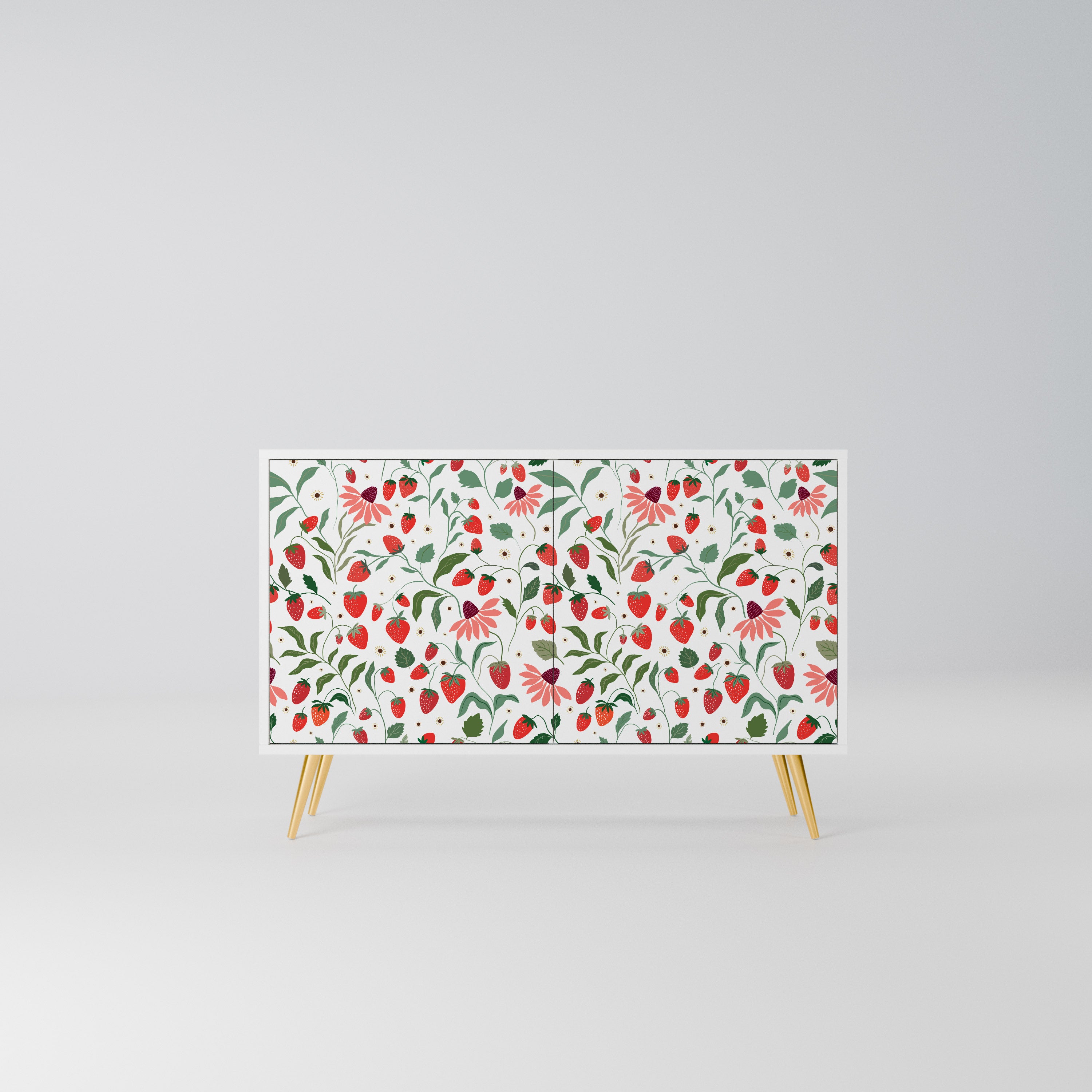 FLOWERS AND STRAWBERRIES Komoda 2-drzwiowa korpus Biały