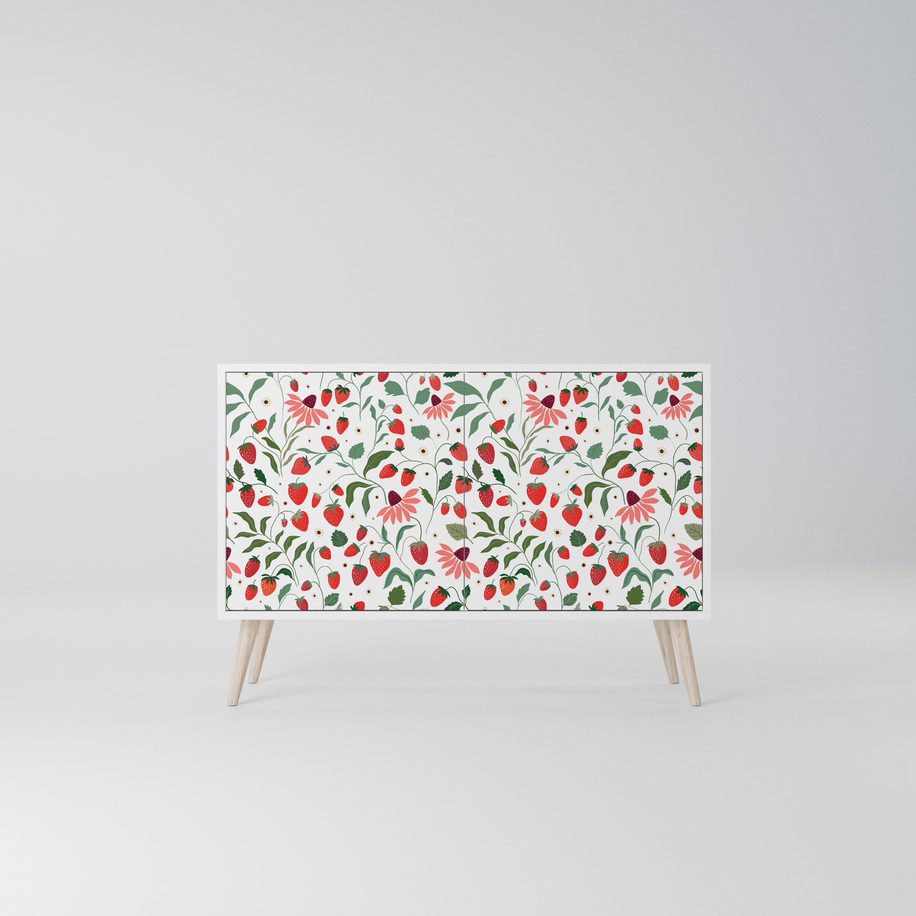 FLOWERS AND STRAWBERRIES Komoda 2-drzwiowa korpus Biały