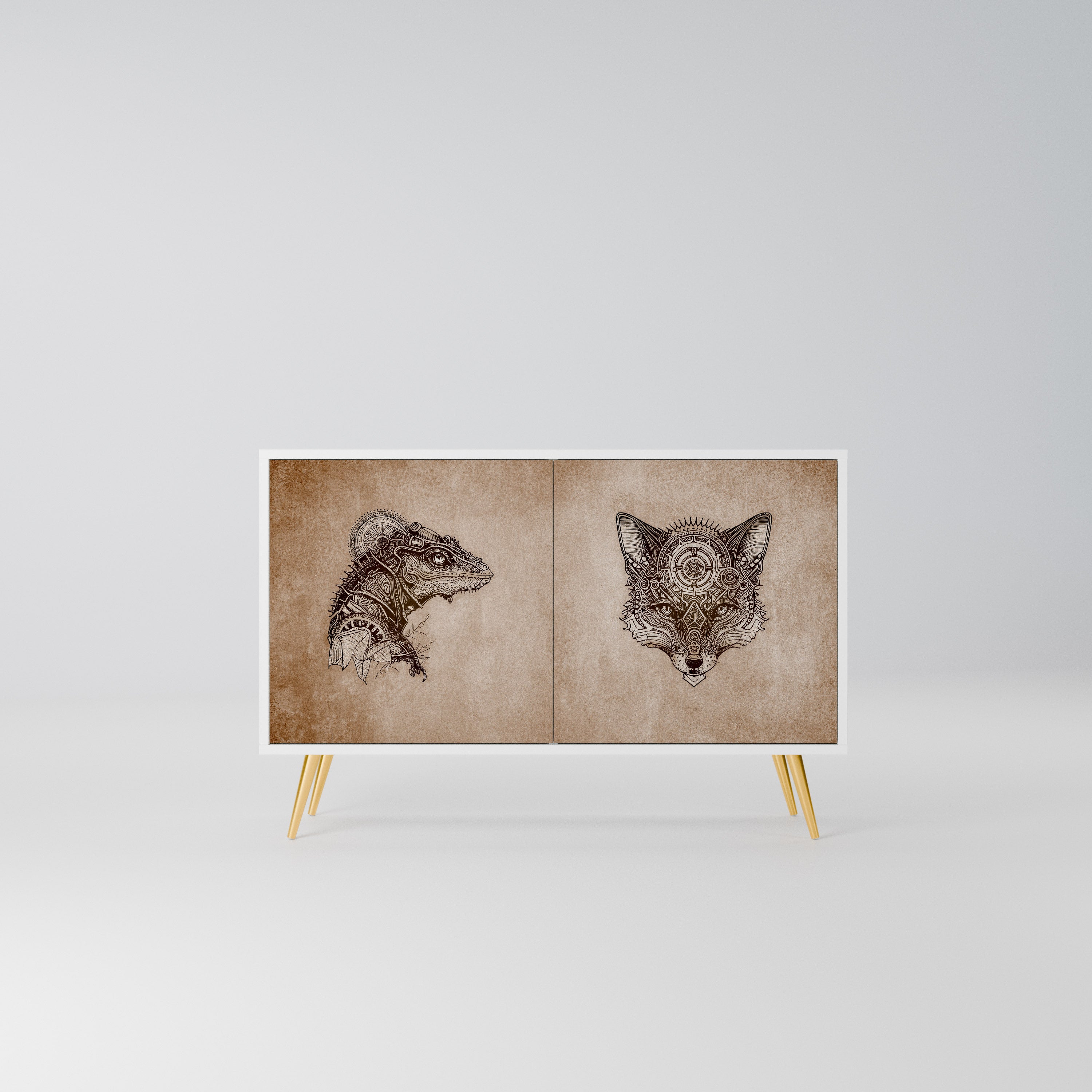 STEAMPUNK CLAN Komoda 2-drzwiowa korpus Biały