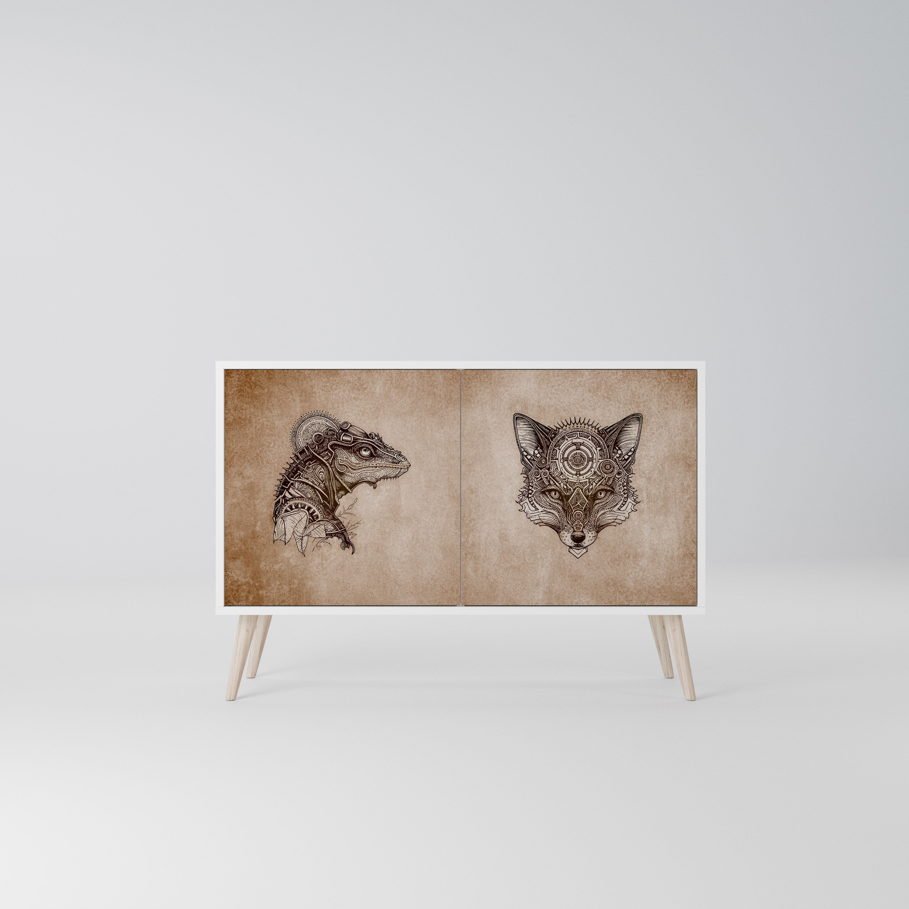 STEAMPUNK CLAN Komoda 2-drzwiowa korpus Biały