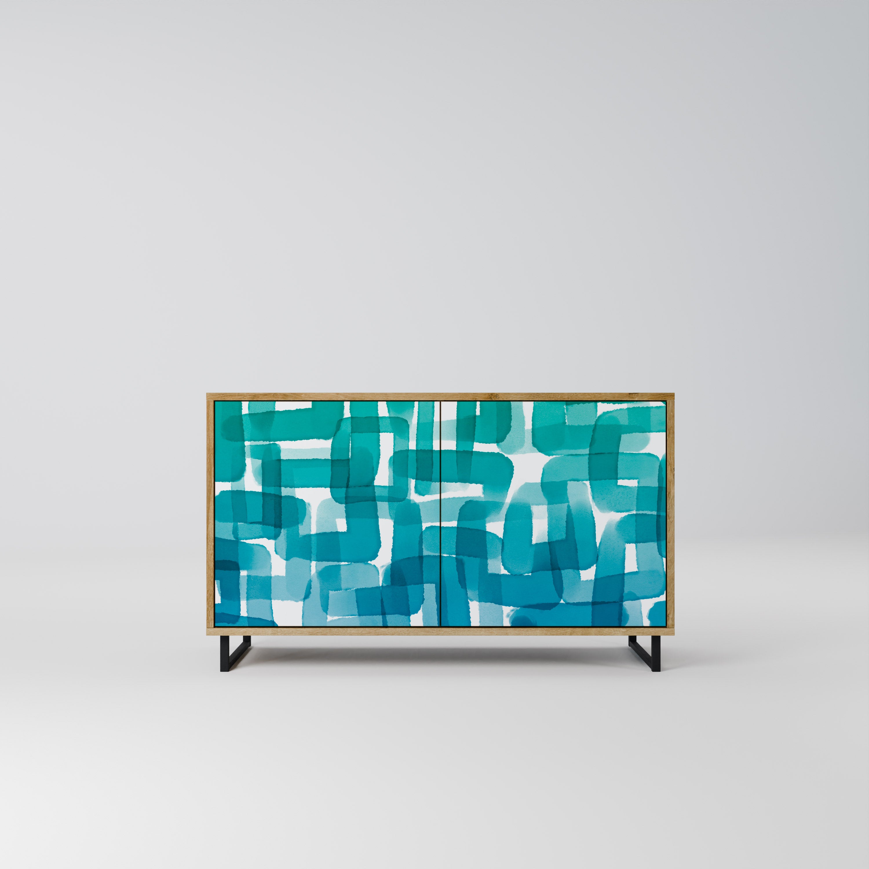 TURQUOISE RECTANGLES Komoda 2-drzwiowa