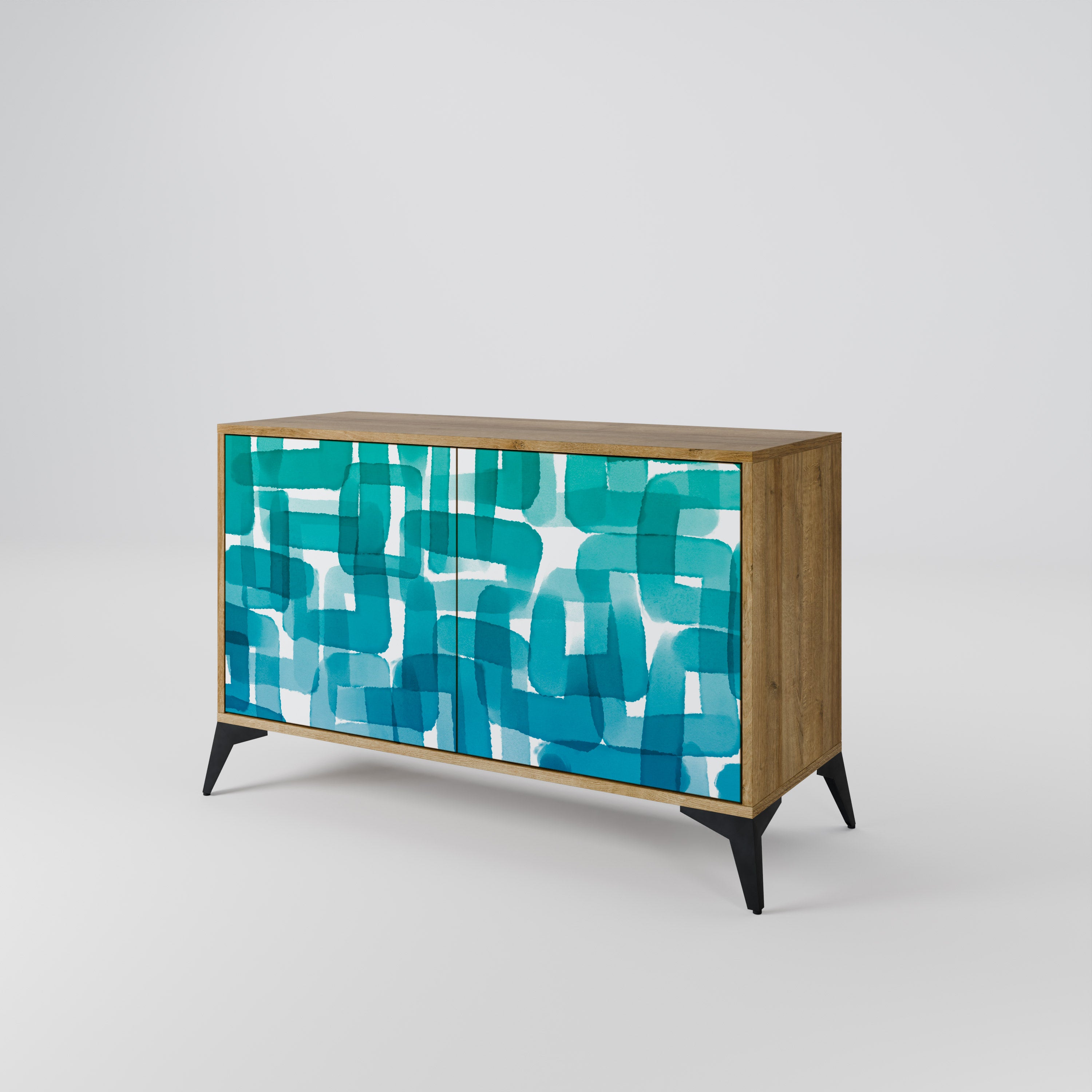TURQUOISE RECTANGLES Komoda 2-drzwiowa