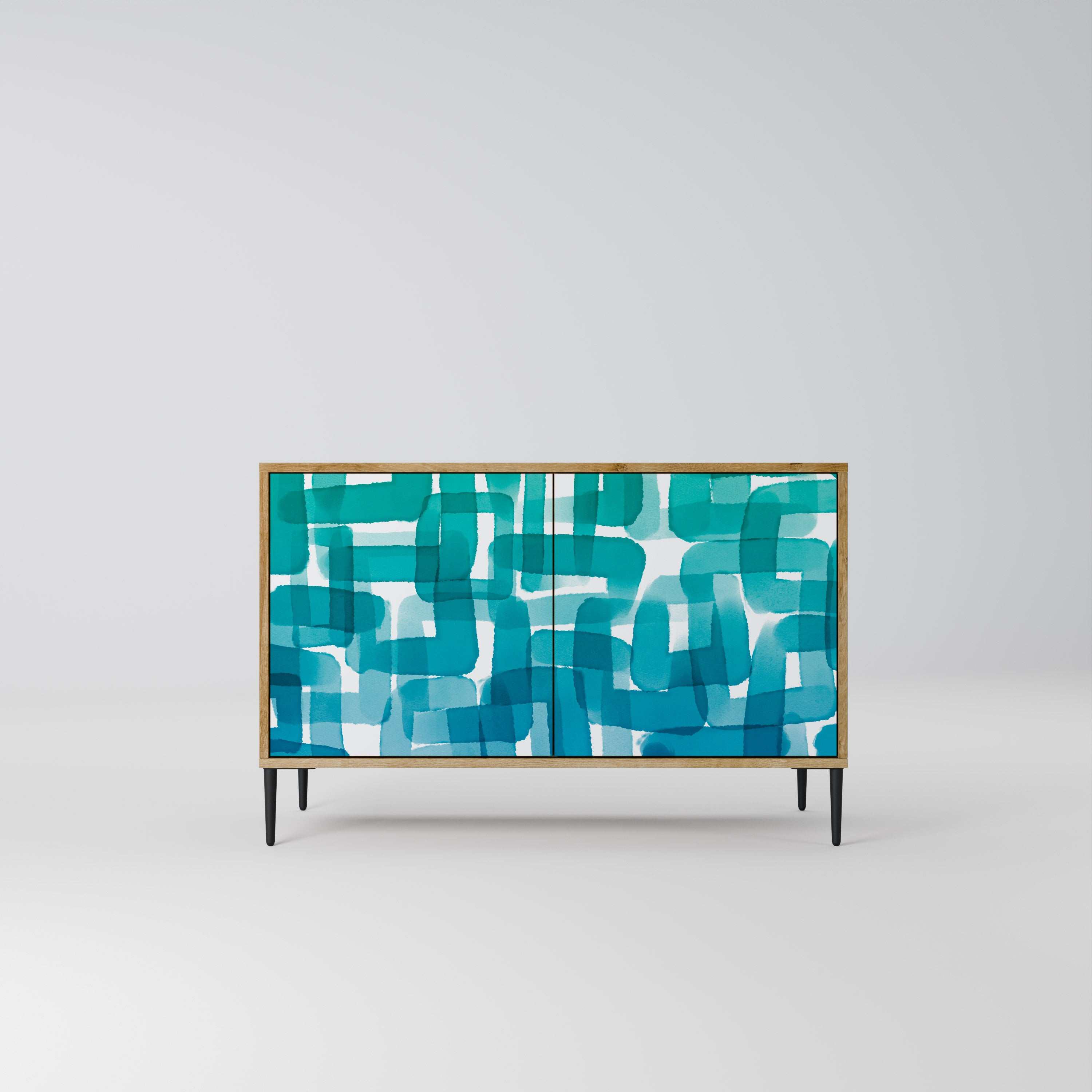 TURQUOISE RECTANGLES Komoda 2-drzwiowa