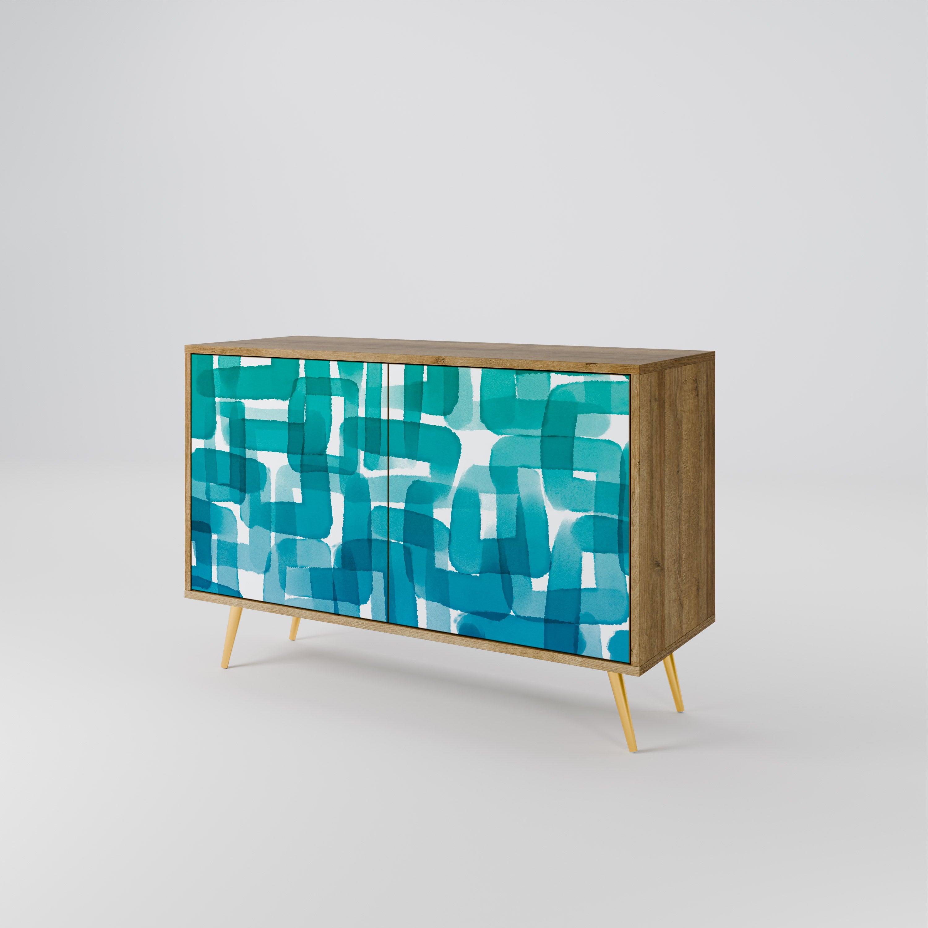 TURQUOISE RECTANGLES Komoda 2-drzwiowa