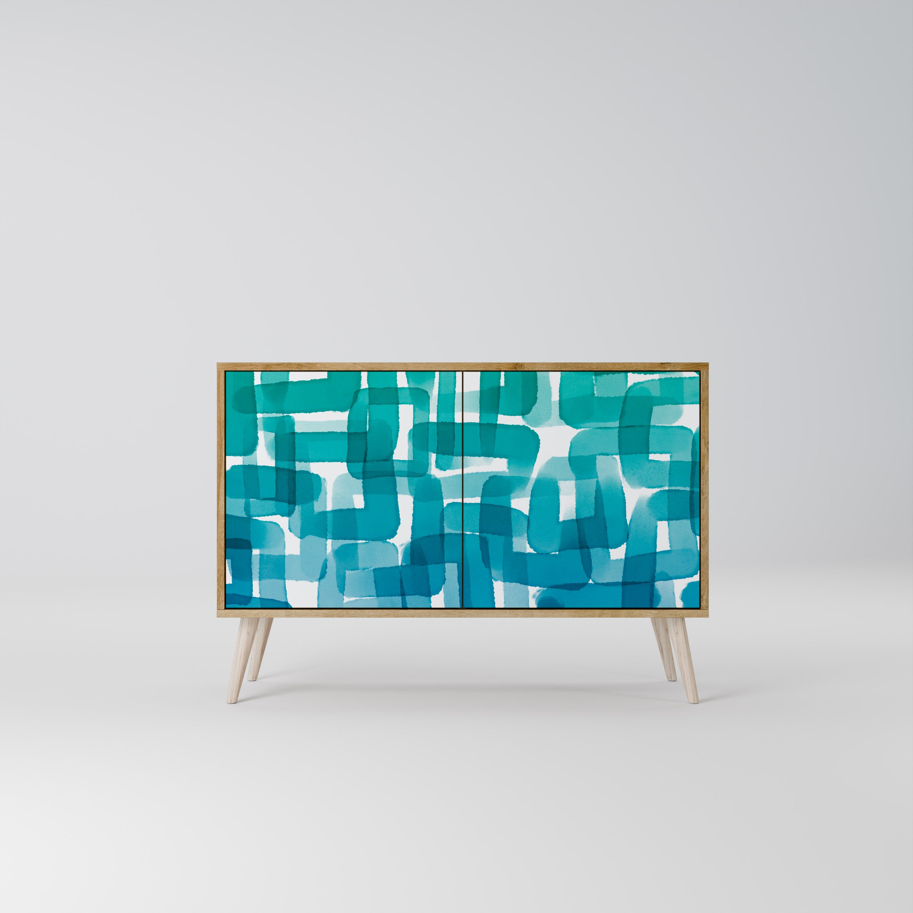 TURQUOISE RECTANGLES Komoda 2-drzwiowa