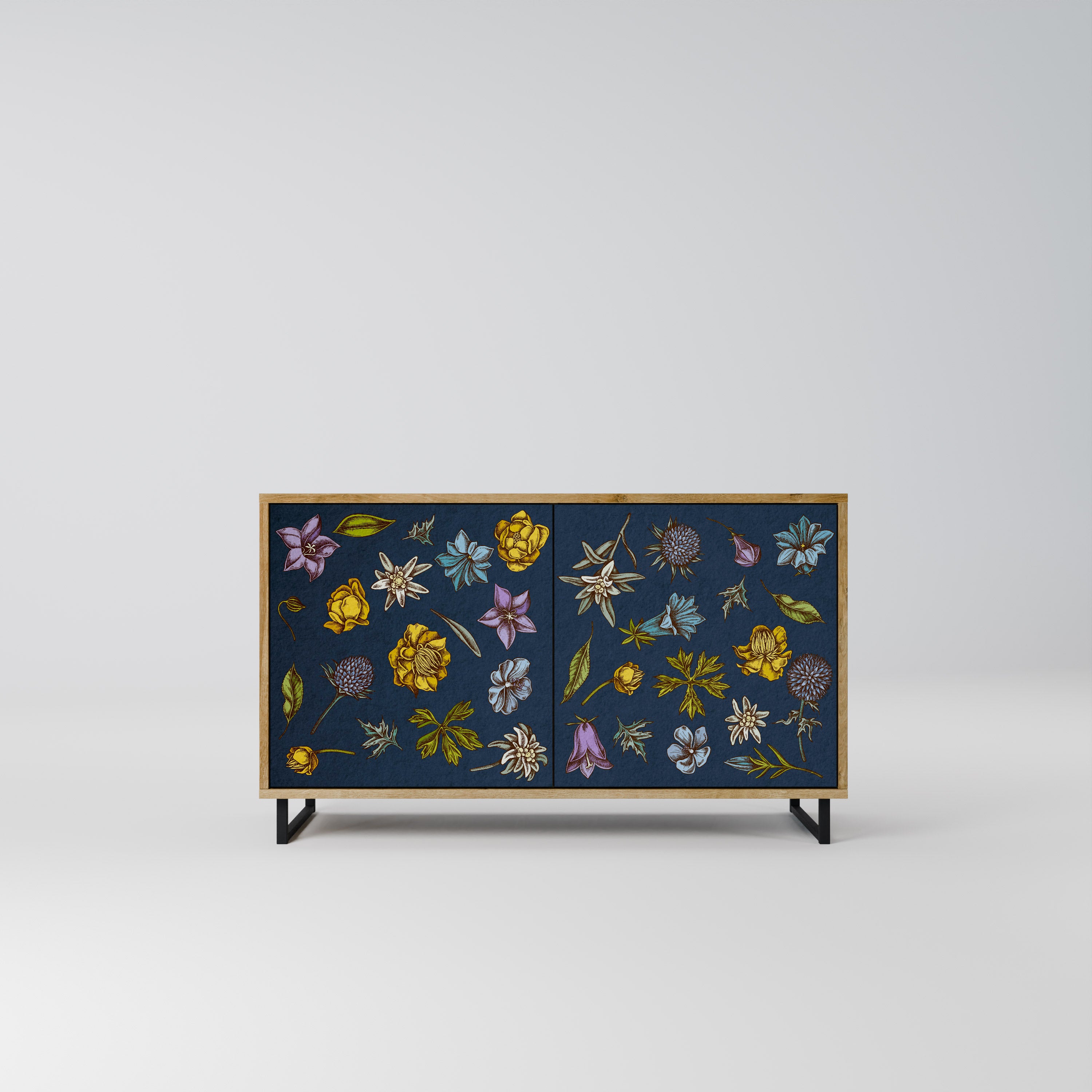 FLOWERS ON NAVY BLUE Komoda 2-drzwiowa