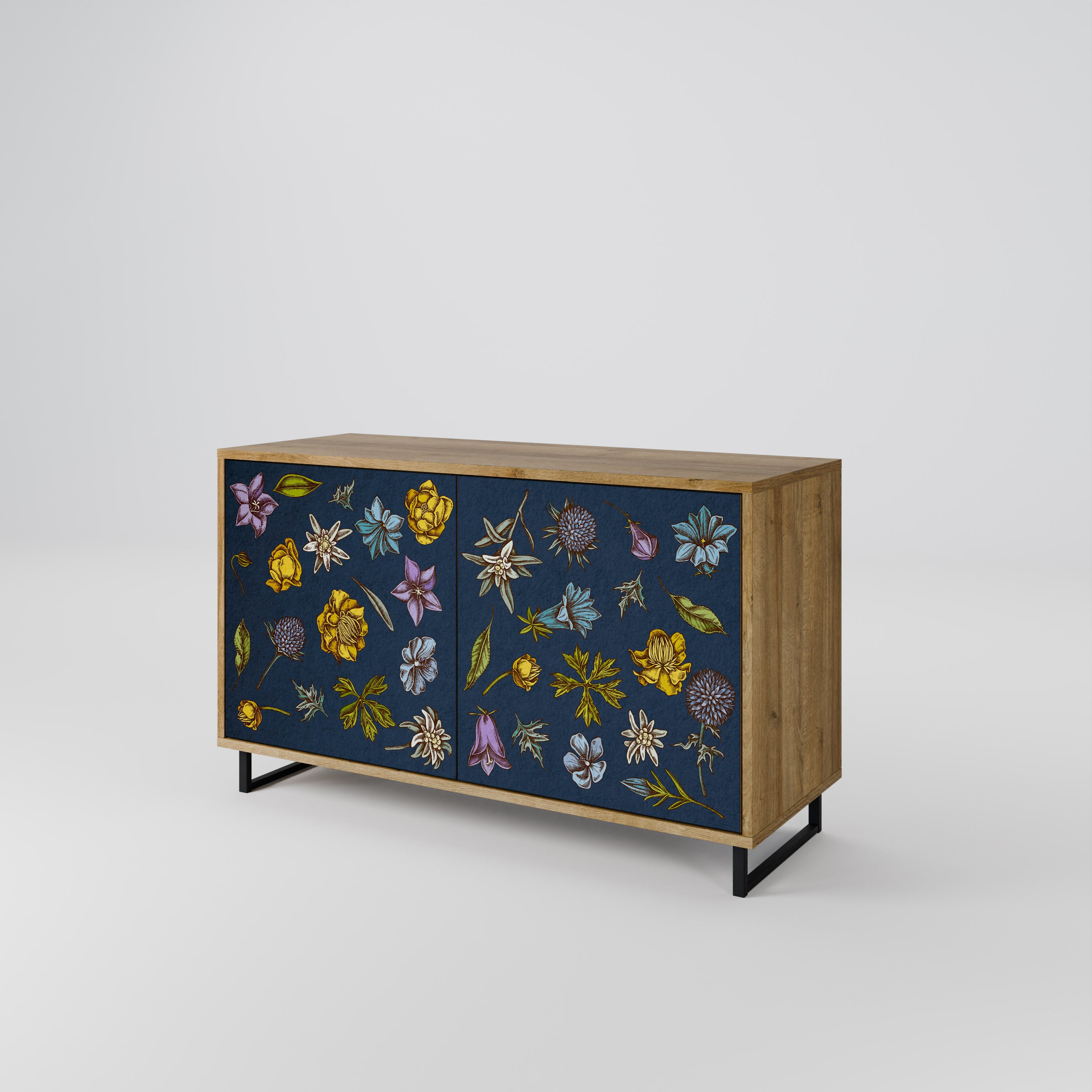 FLOWERS ON NAVY BLUE Komoda 2-drzwiowa