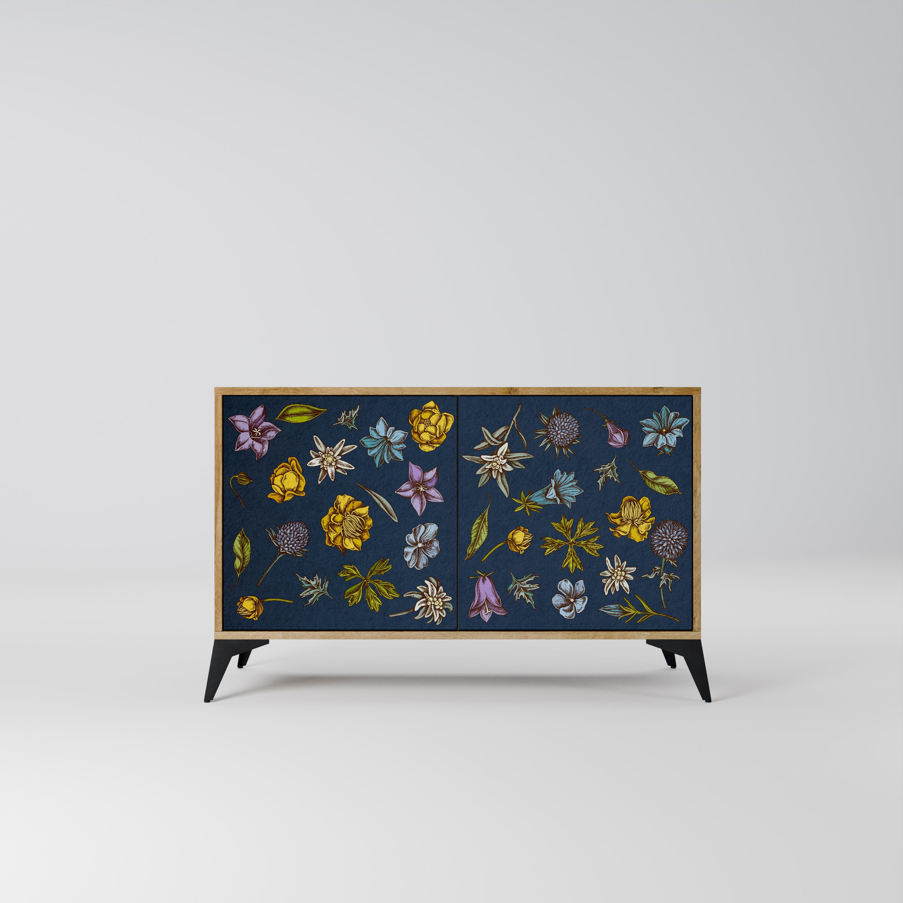 FLOWERS ON NAVY BLUE Komoda 2-drzwiowa