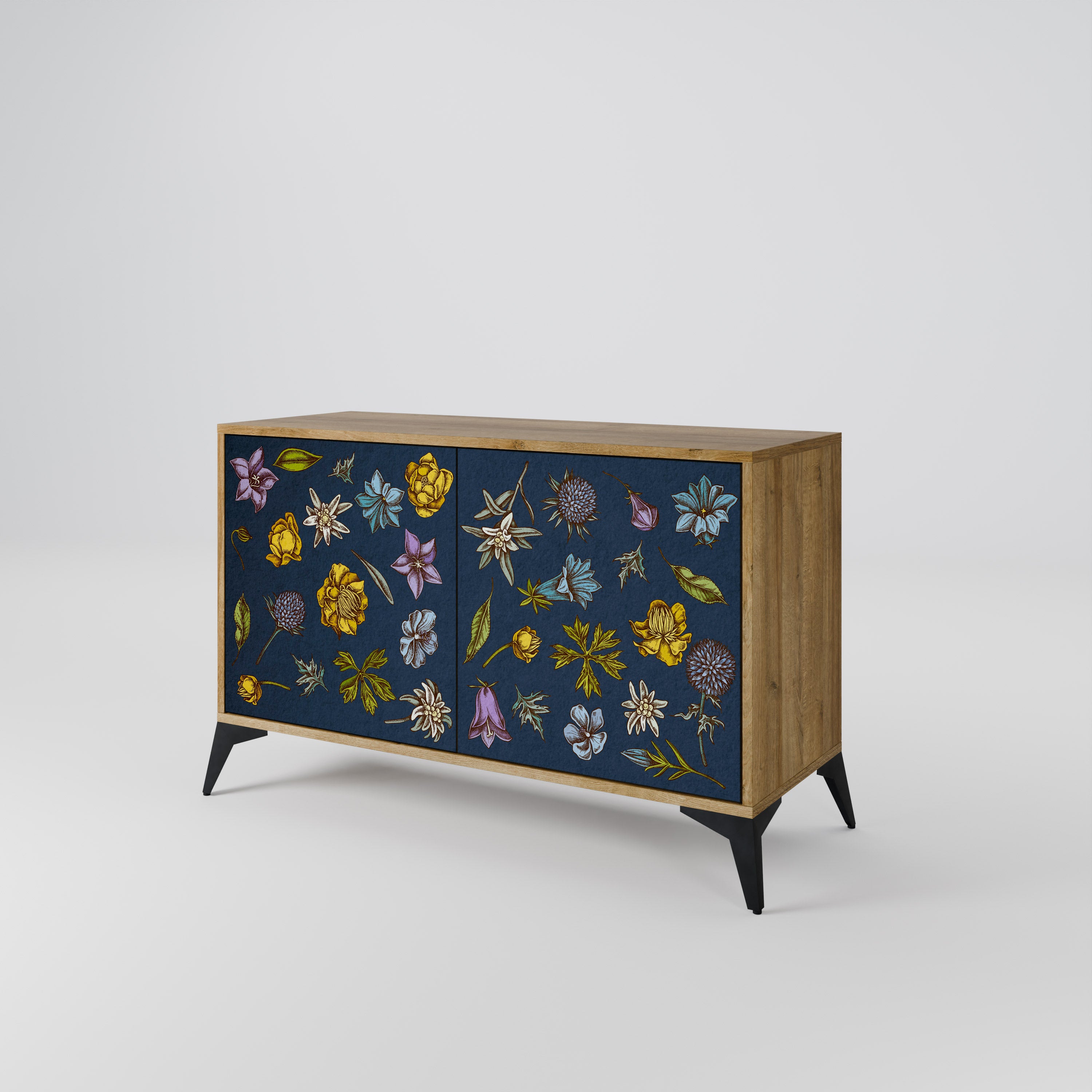 FLOWERS ON NAVY BLUE Komoda 2-drzwiowa