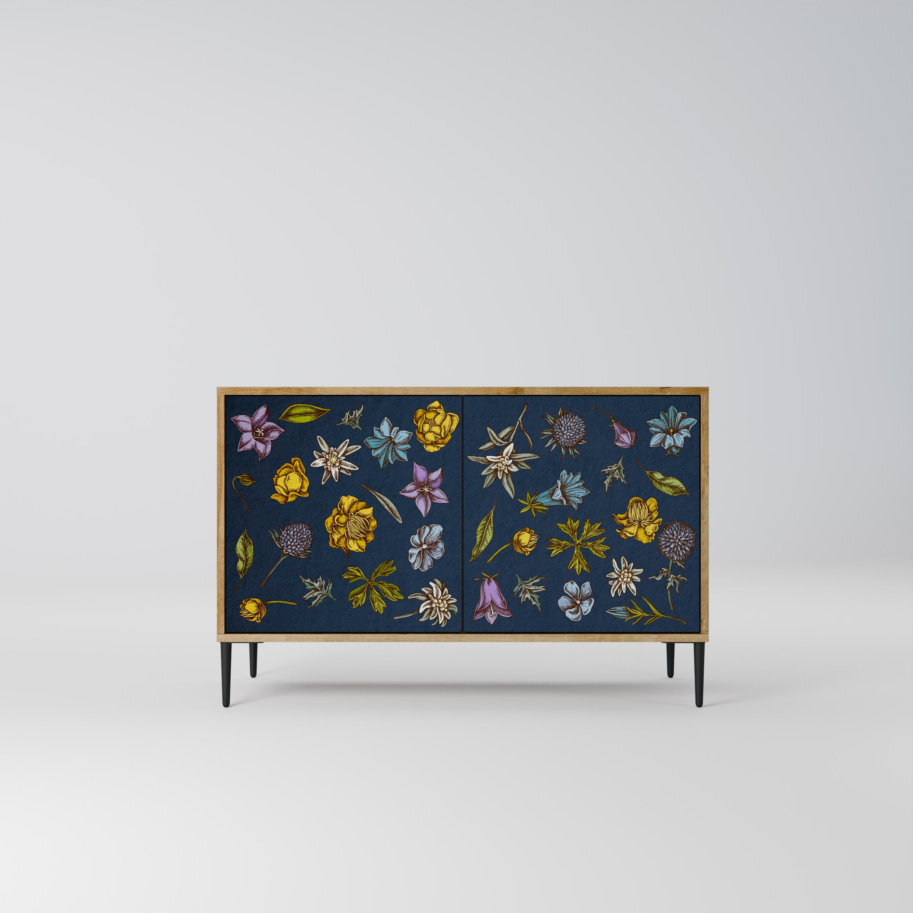 FLOWERS ON NAVY BLUE Komoda 2-drzwiowa