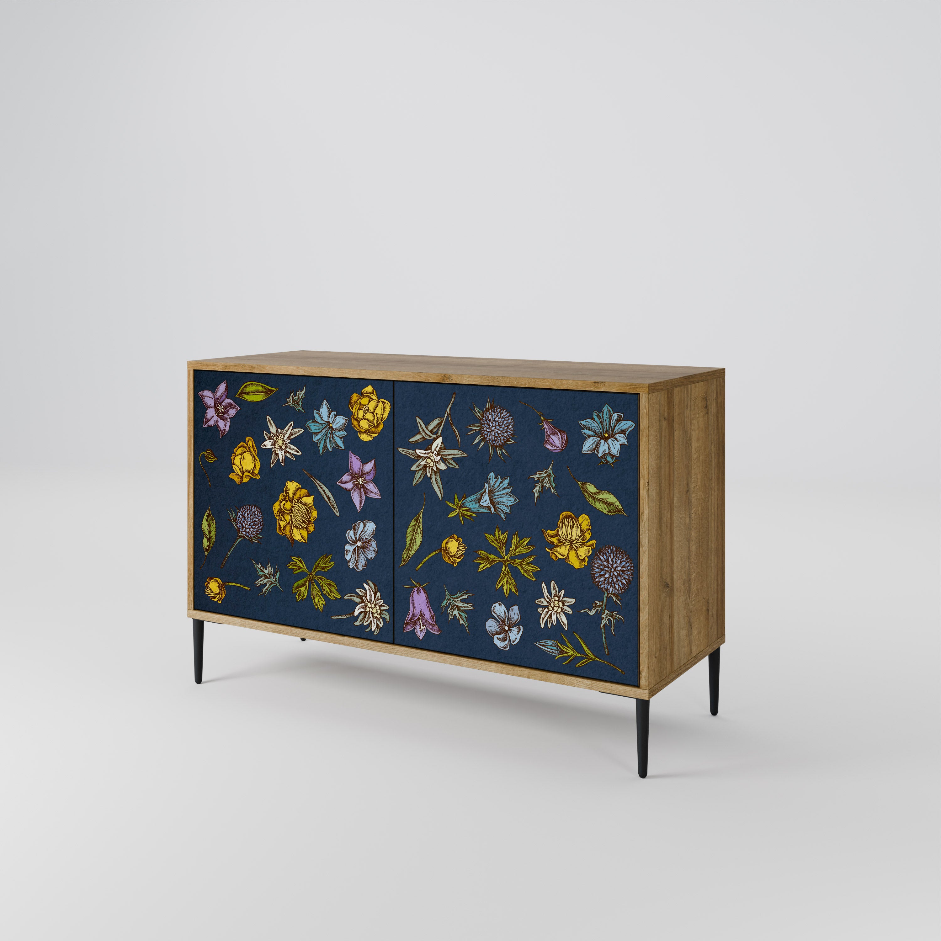 FLOWERS ON NAVY BLUE Komoda 2-drzwiowa
