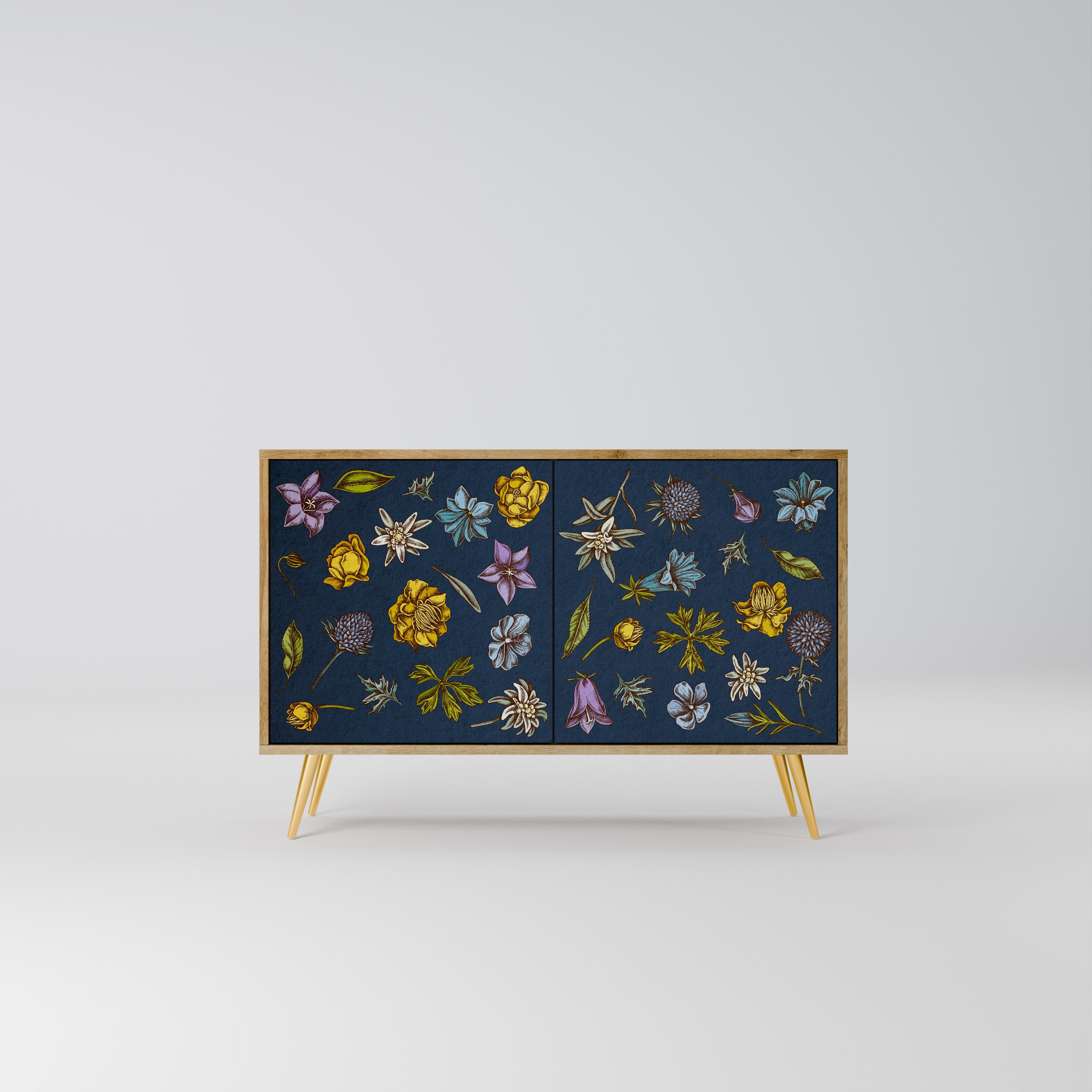FLOWERS ON NAVY BLUE Komoda 2-drzwiowa