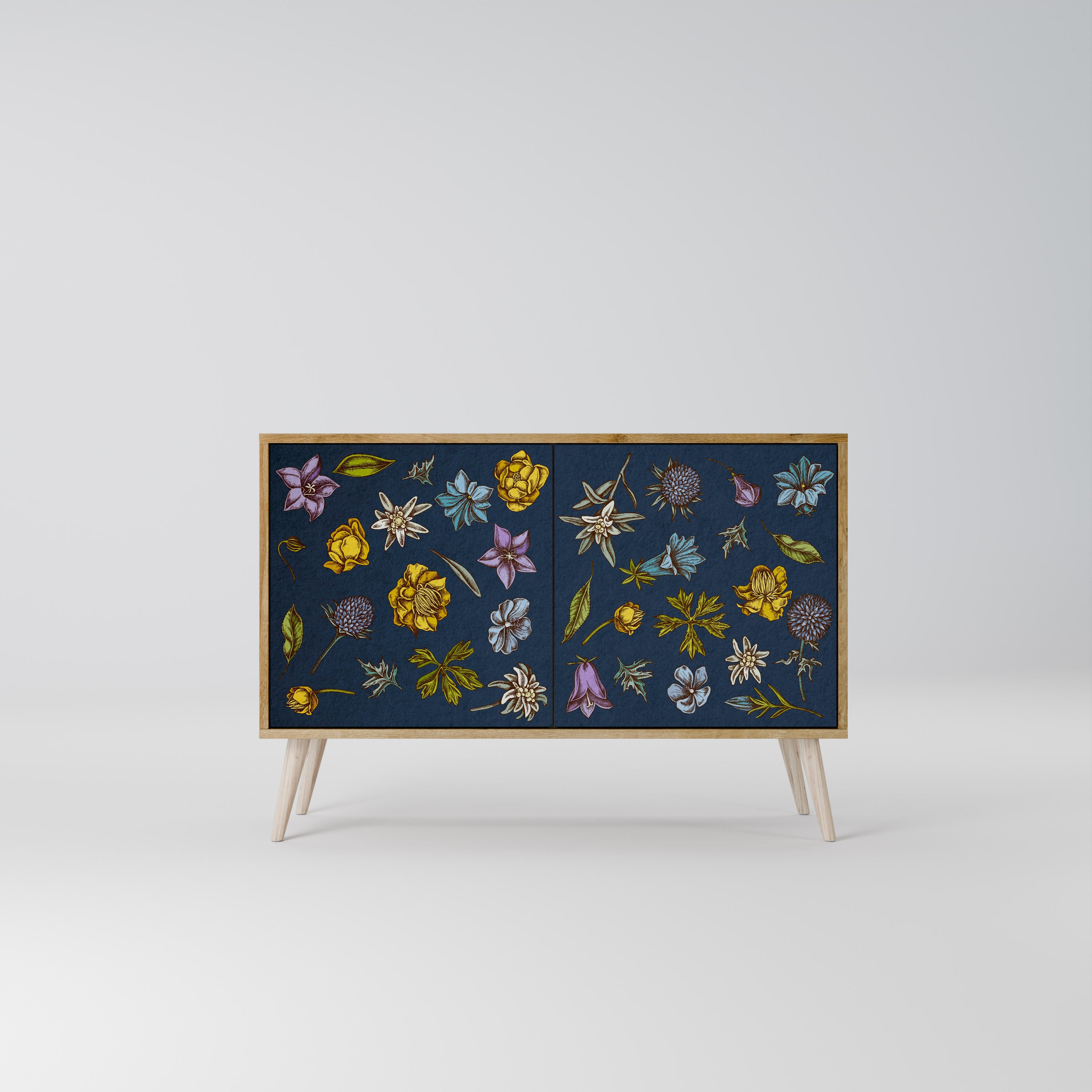 FLOWERS ON NAVY BLUE Komoda 2-drzwiowa