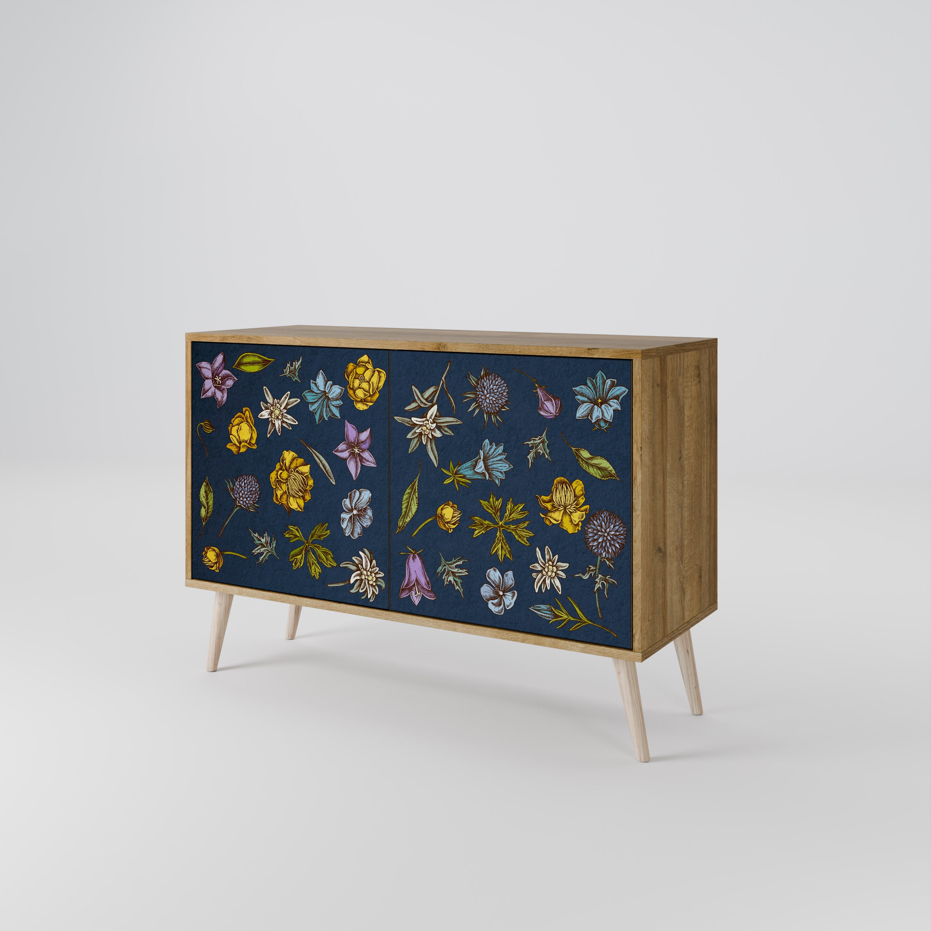 FLOWERS ON NAVY BLUE Komoda 2-drzwiowa