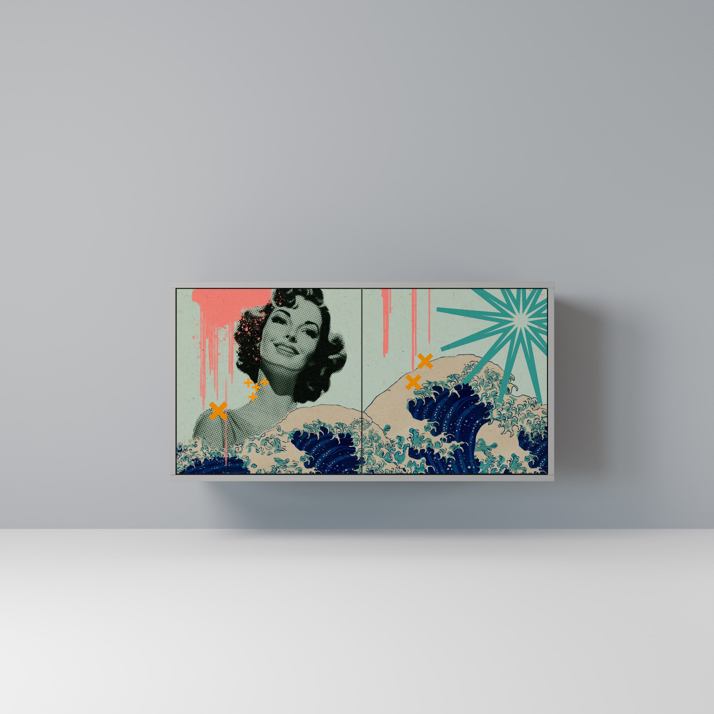 KANAGAWA BEAUTY Komoda 2-drzwiowa korpus Szary