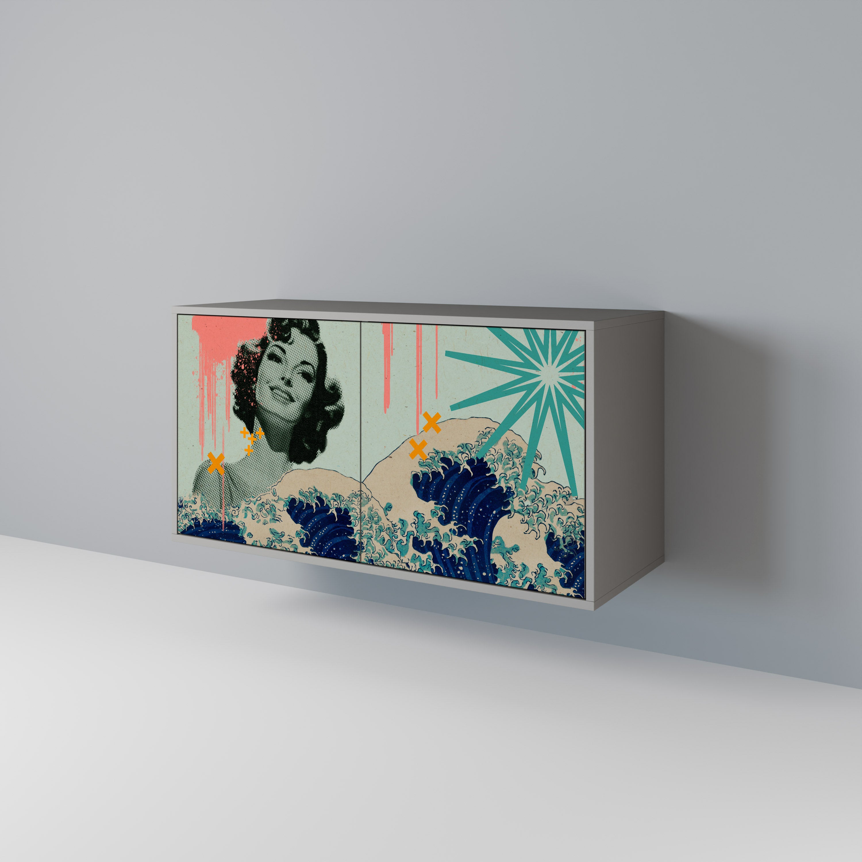 KANAGAWA BEAUTY Komoda 2-drzwiowa korpus Szary