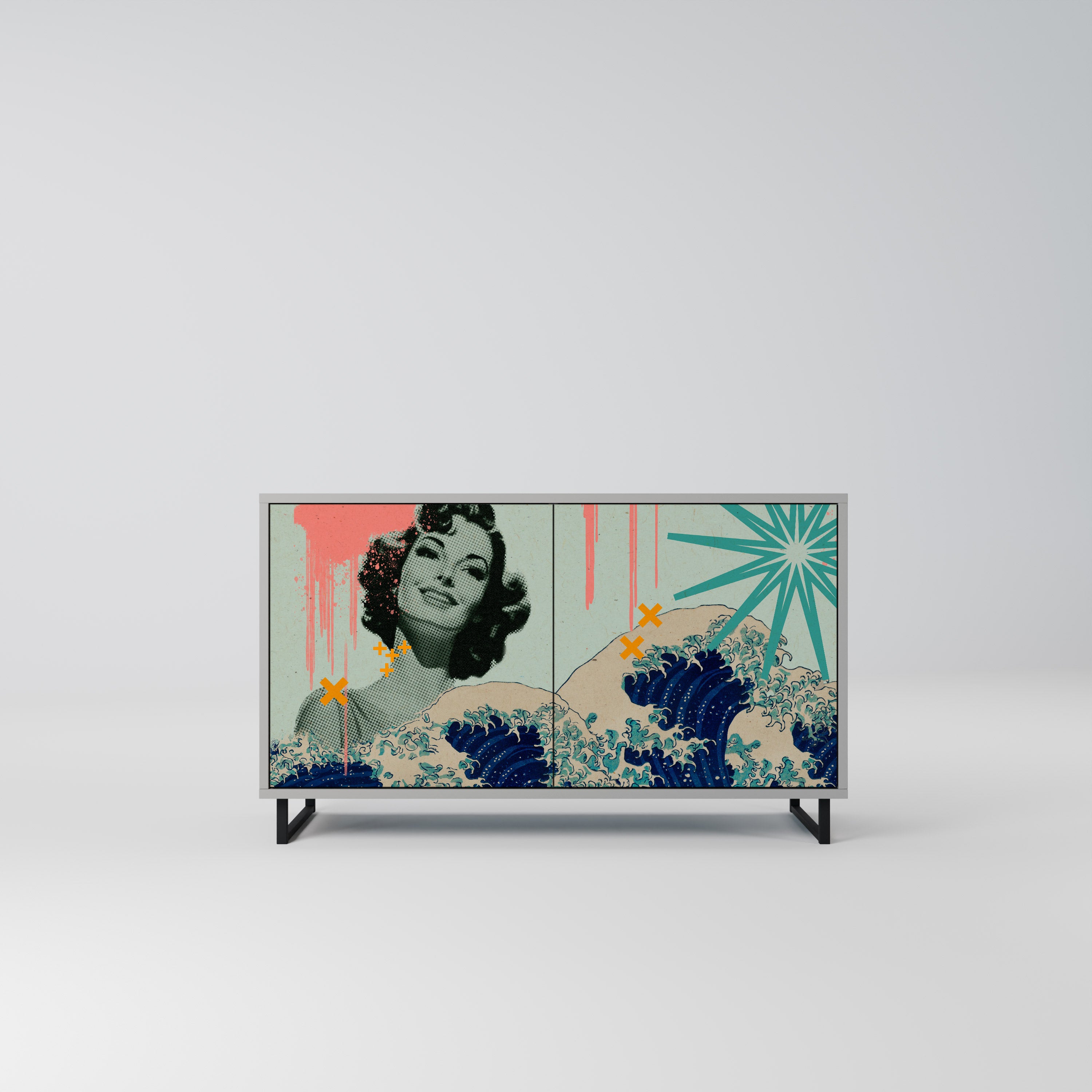 KANAGAWA BEAUTY Komoda 2-drzwiowa korpus Szary