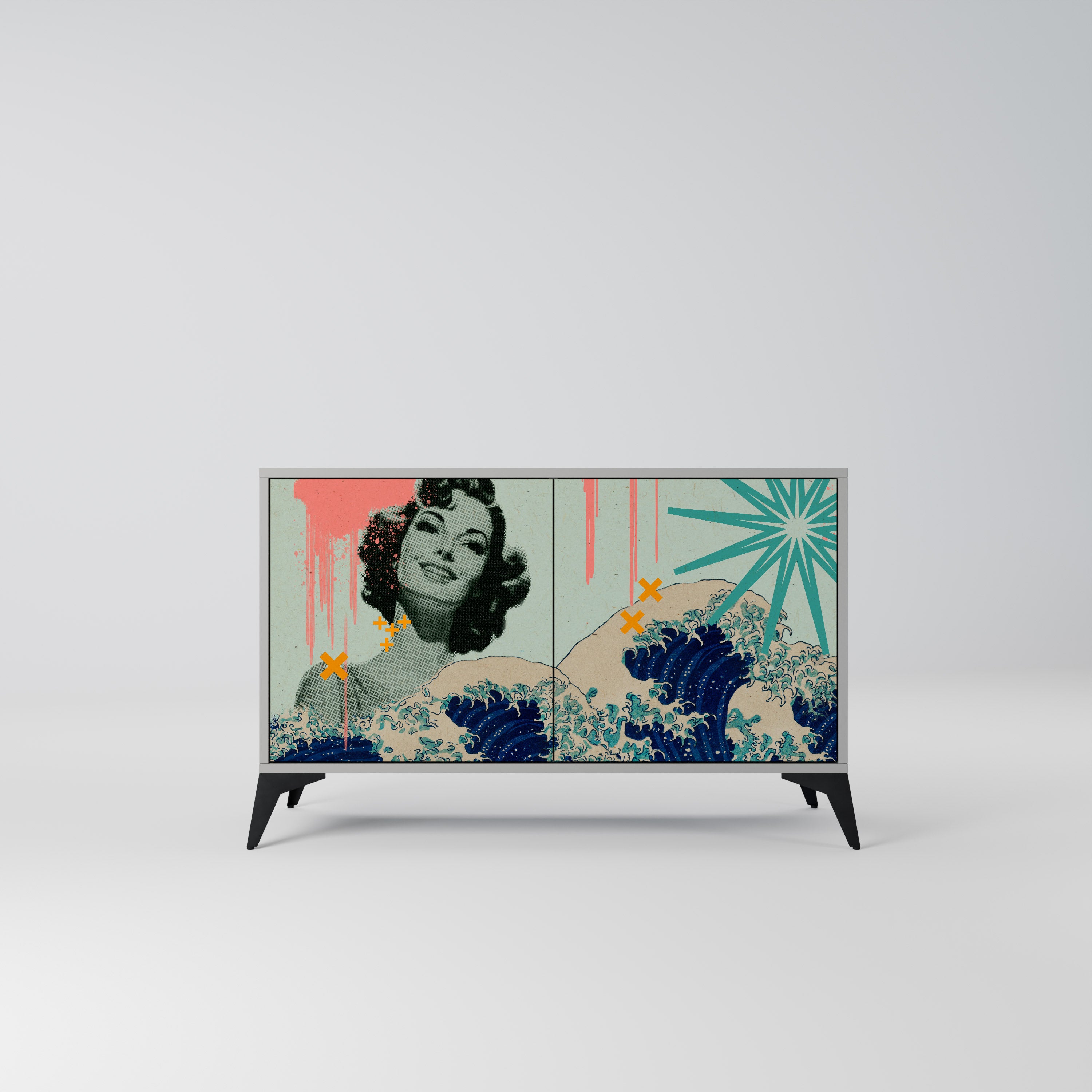 KANAGAWA BEAUTY Komoda 2-drzwiowa korpus Szary