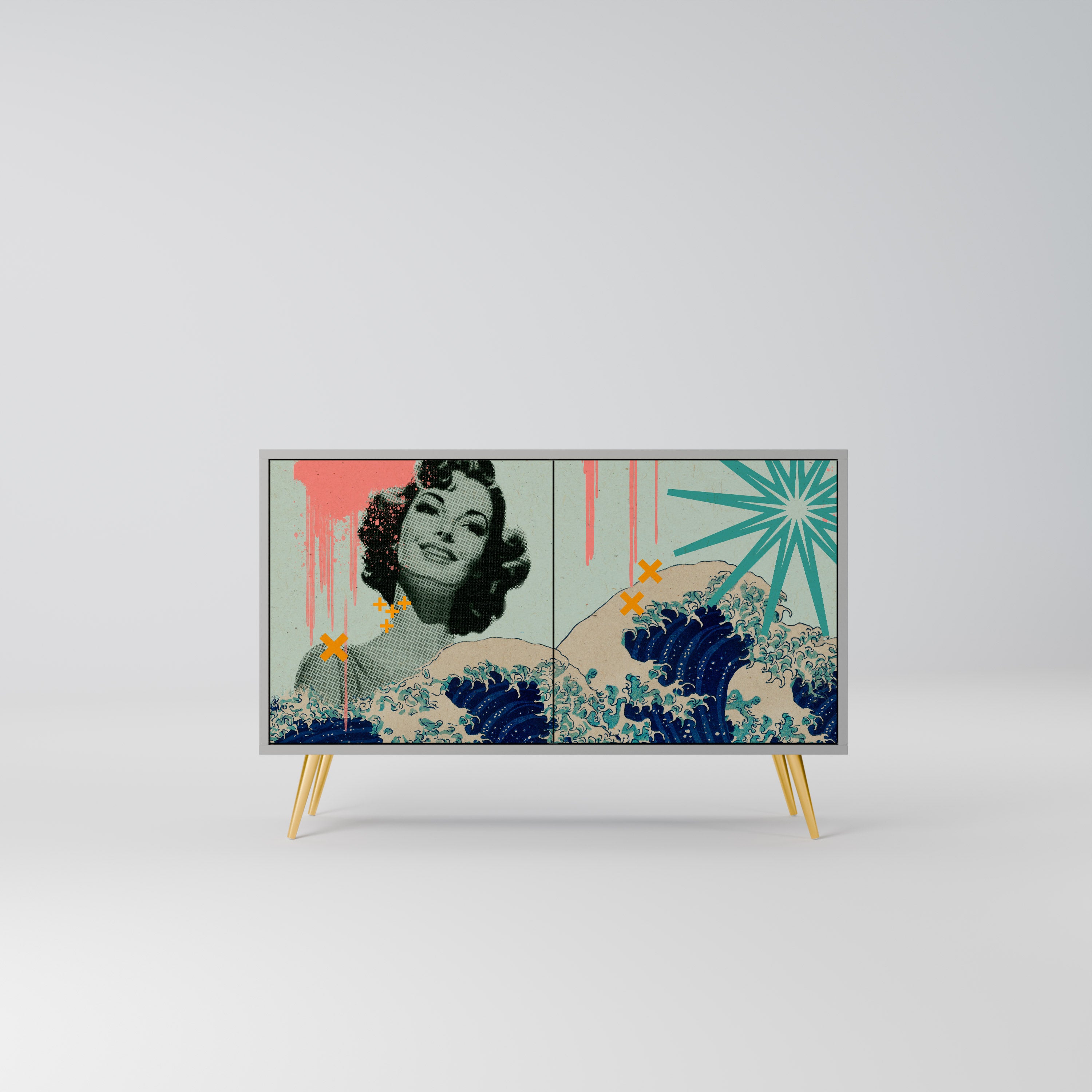 KANAGAWA BEAUTY Komoda 2-drzwiowa korpus Szary