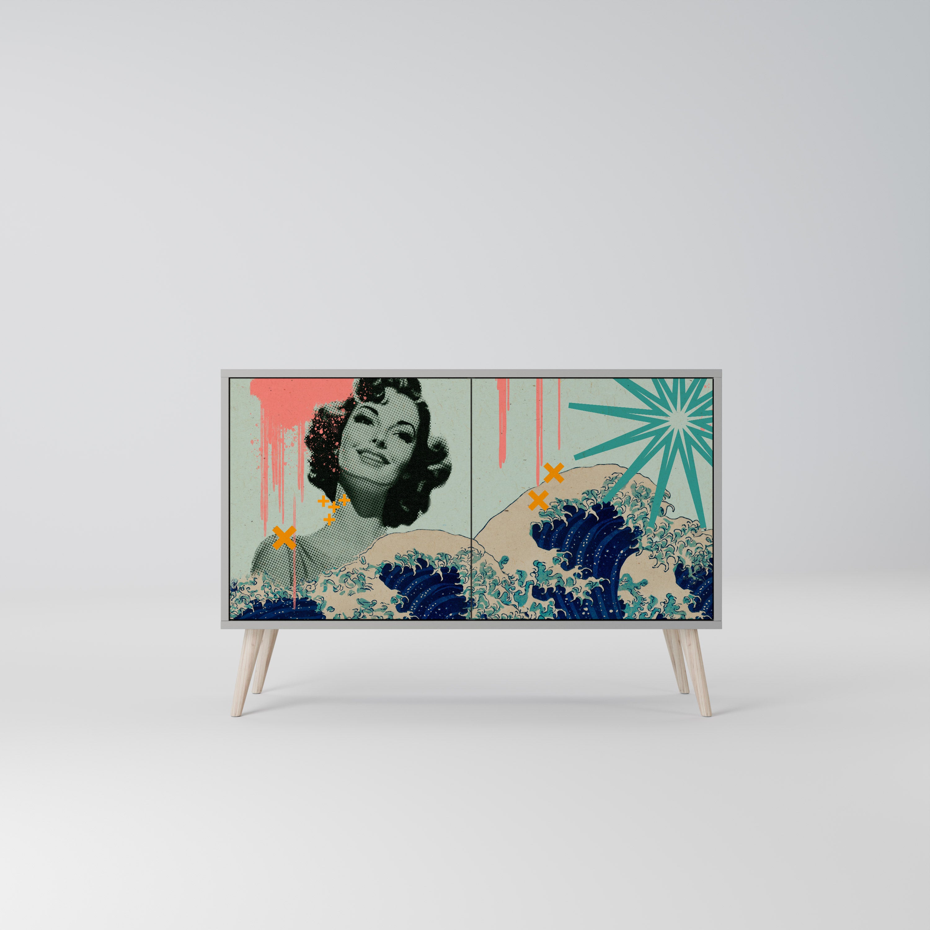 KANAGAWA BEAUTY Komoda 2-drzwiowa korpus Szary