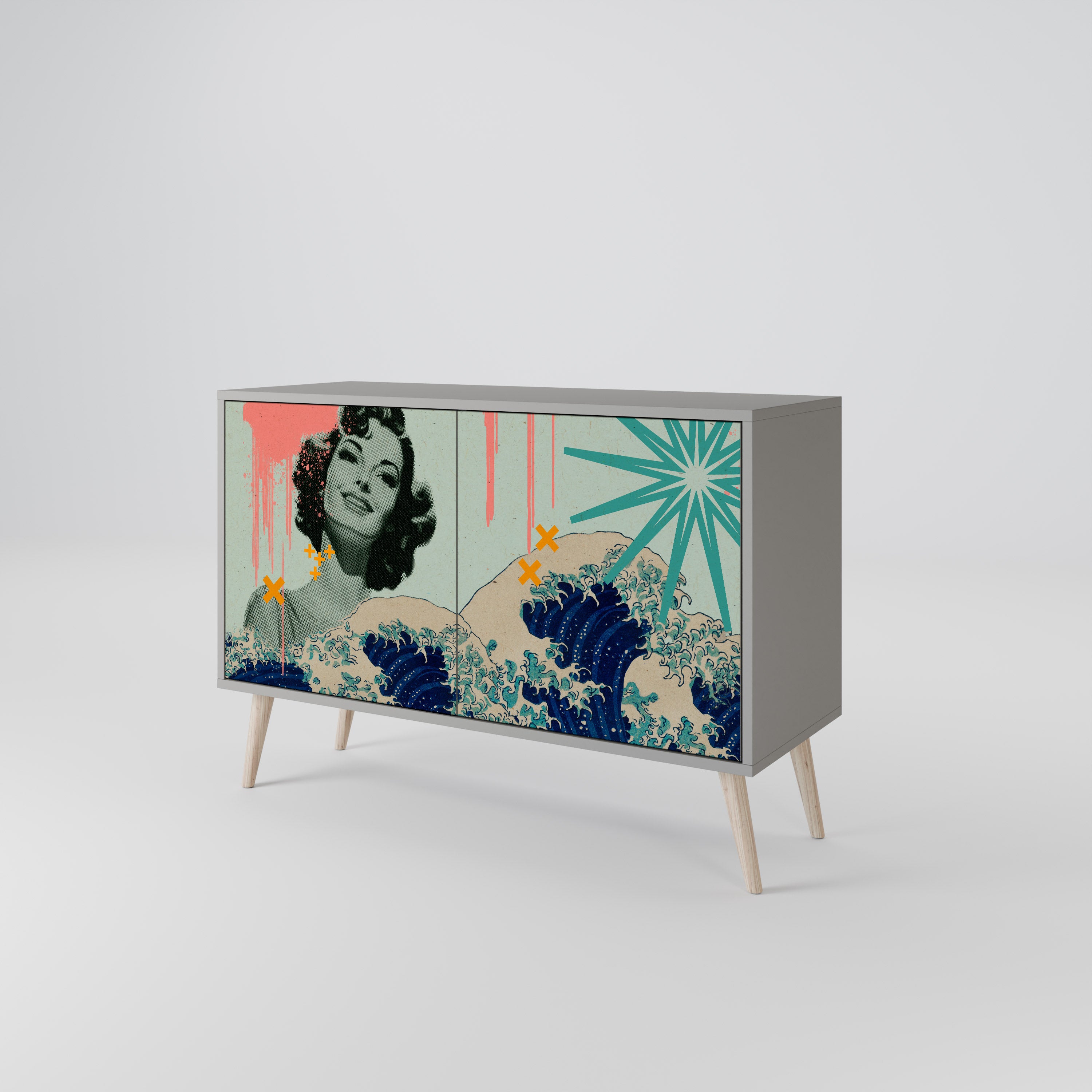KANAGAWA BEAUTY Komoda 2-drzwiowa korpus Szary