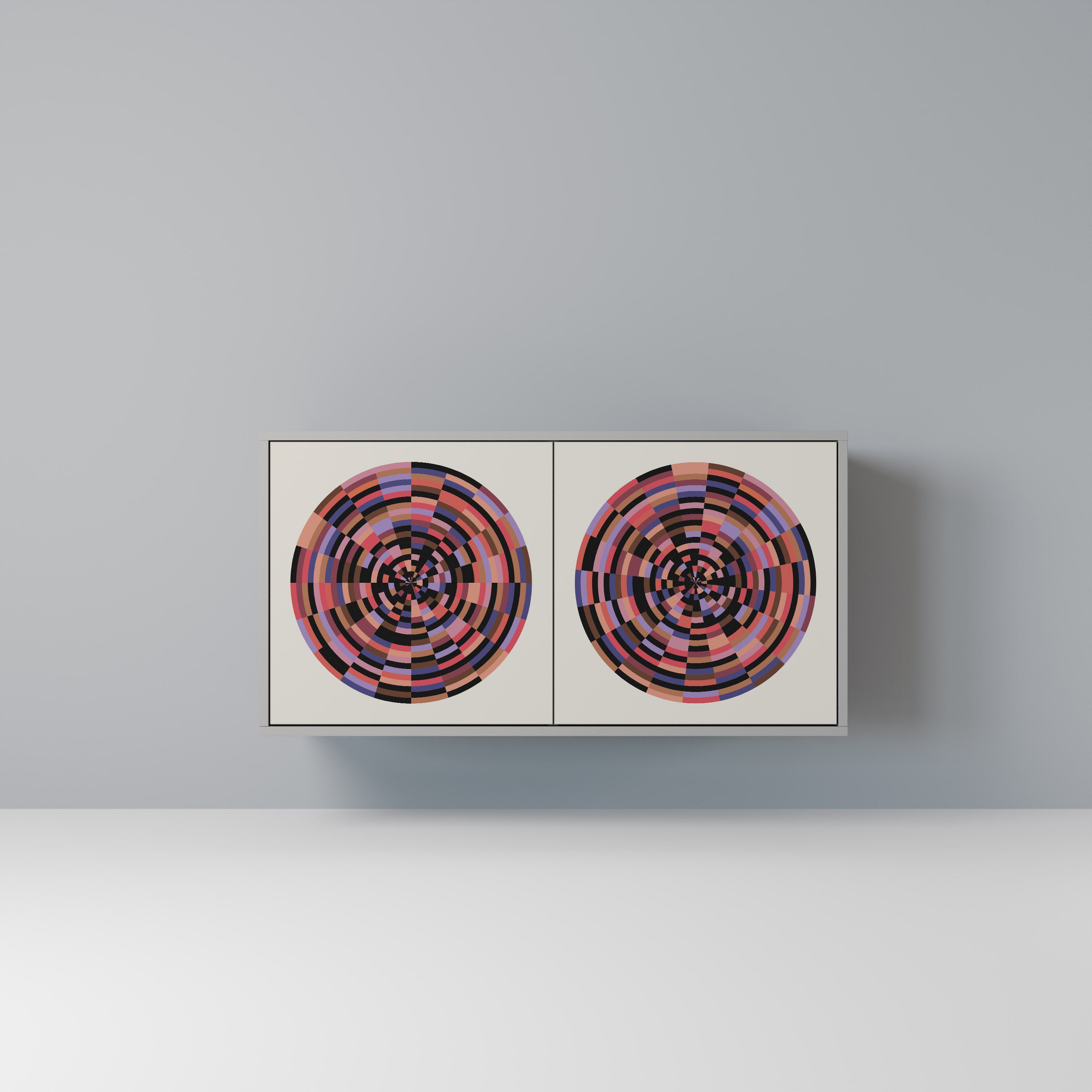 BROWN CIRCLES Komoda 2-drzwiowa korpus Szary