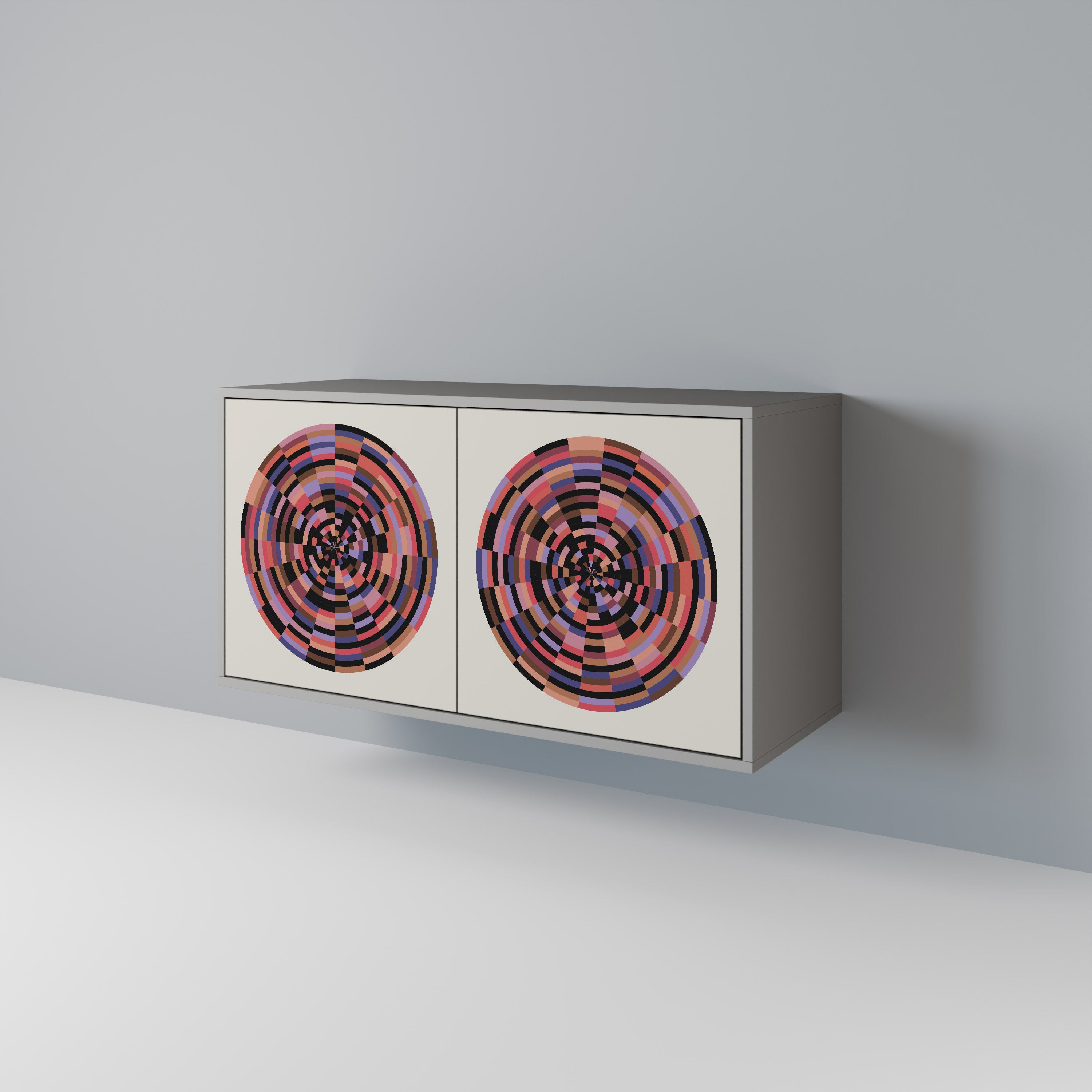 BROWN CIRCLES Komoda 2-drzwiowa korpus Szary