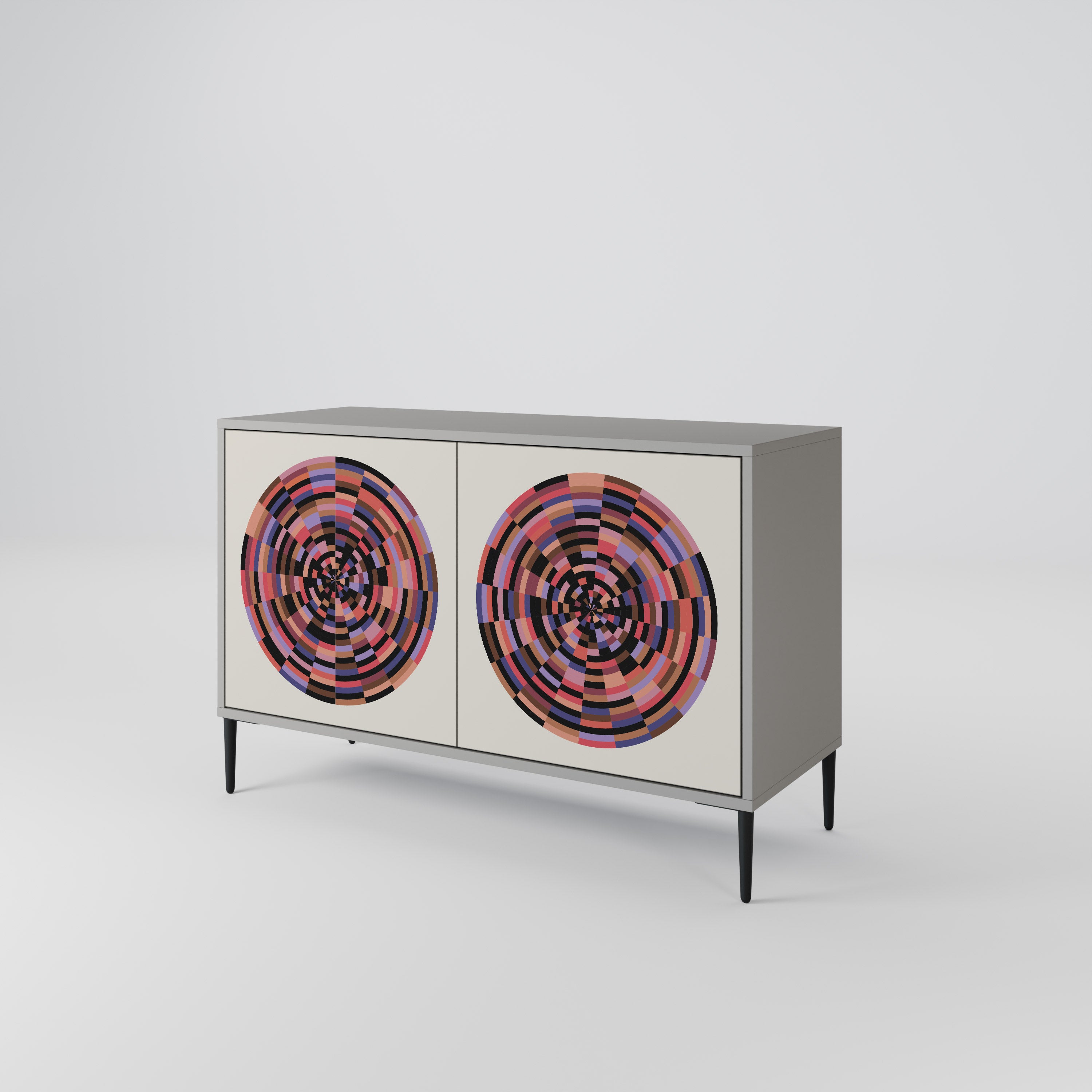 BROWN CIRCLES Komoda 2-drzwiowa korpus Szary