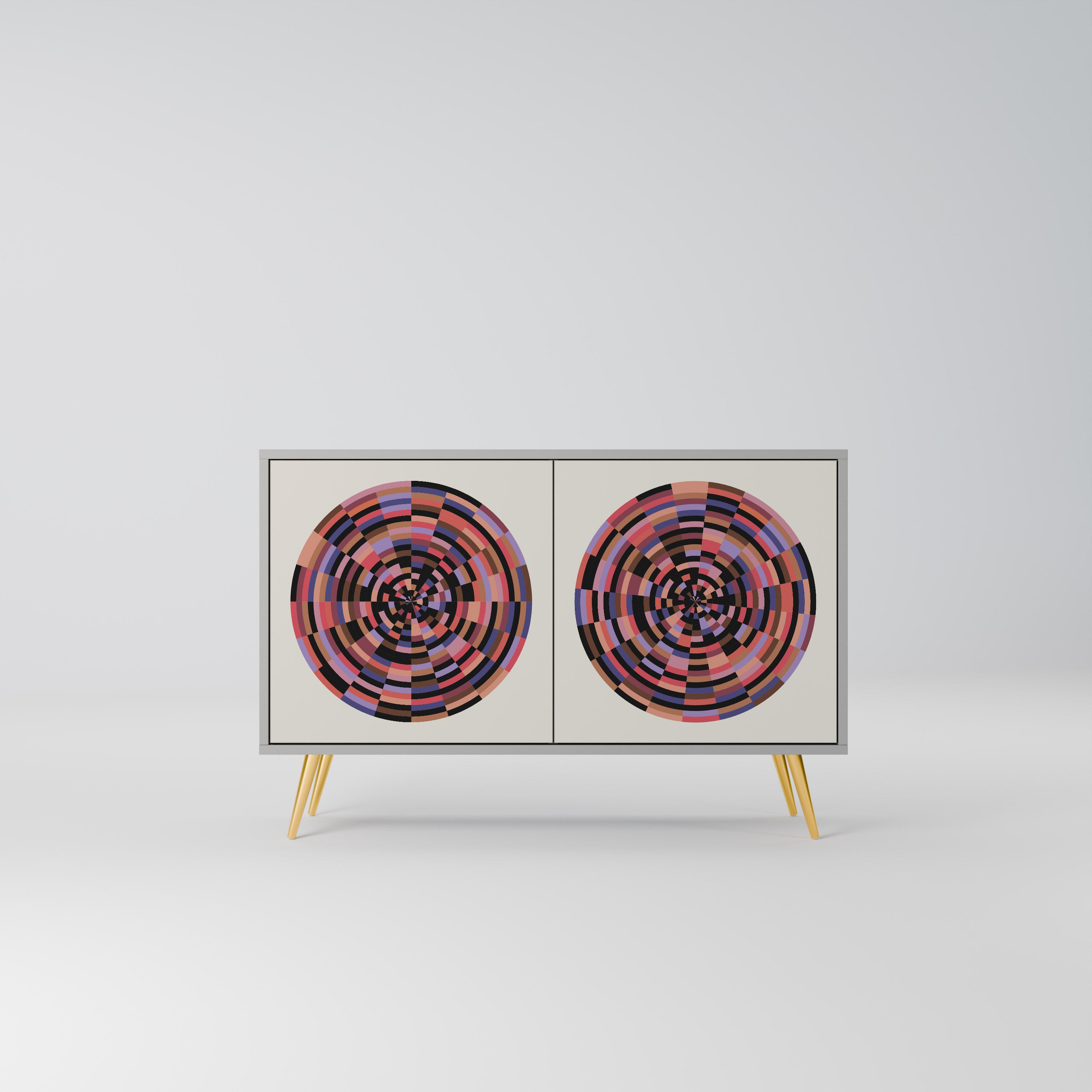 BROWN CIRCLES Komoda 2-drzwiowa korpus Szary