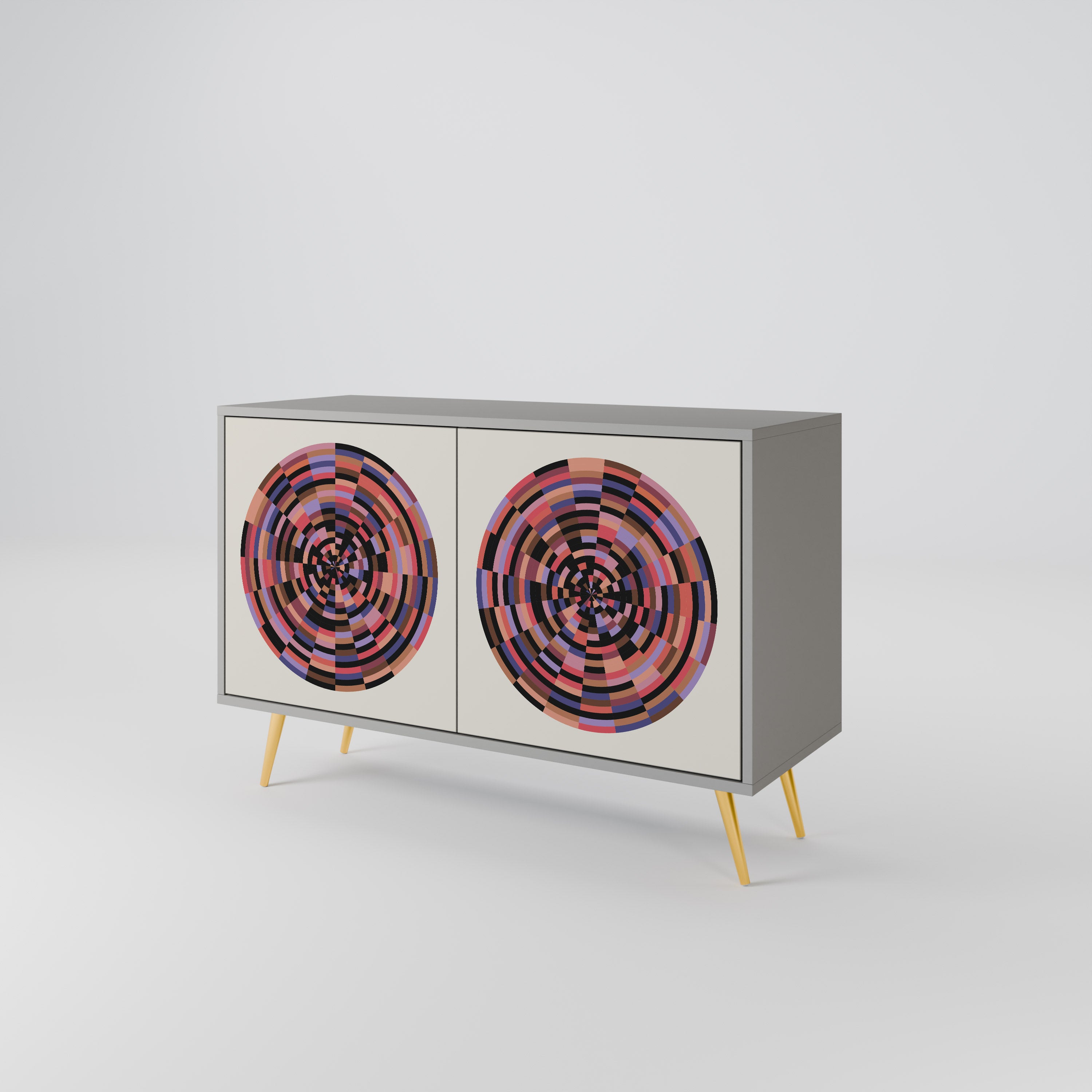 BROWN CIRCLES Komoda 2-drzwiowa korpus Szary