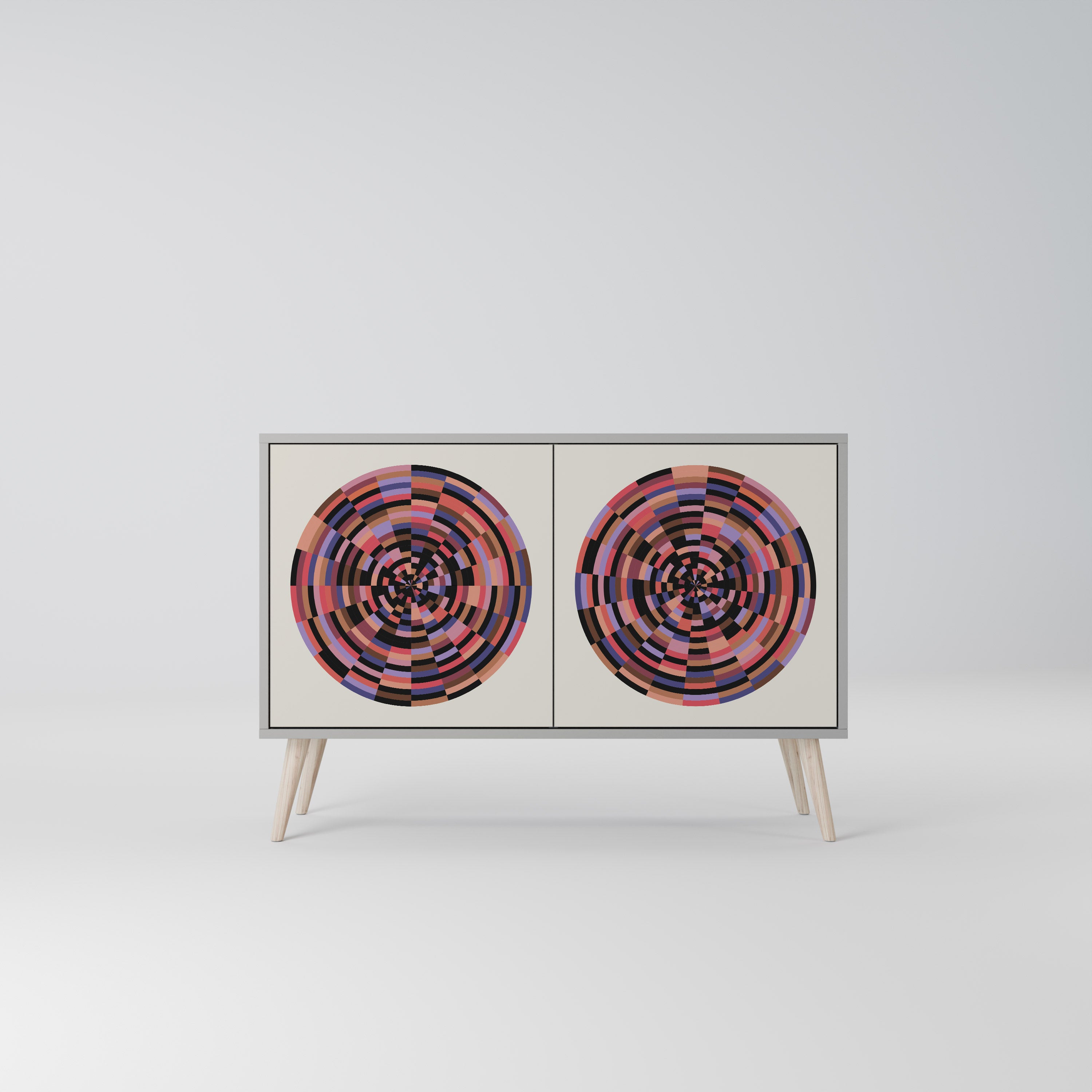 BROWN CIRCLES Komoda 2-drzwiowa korpus Szary