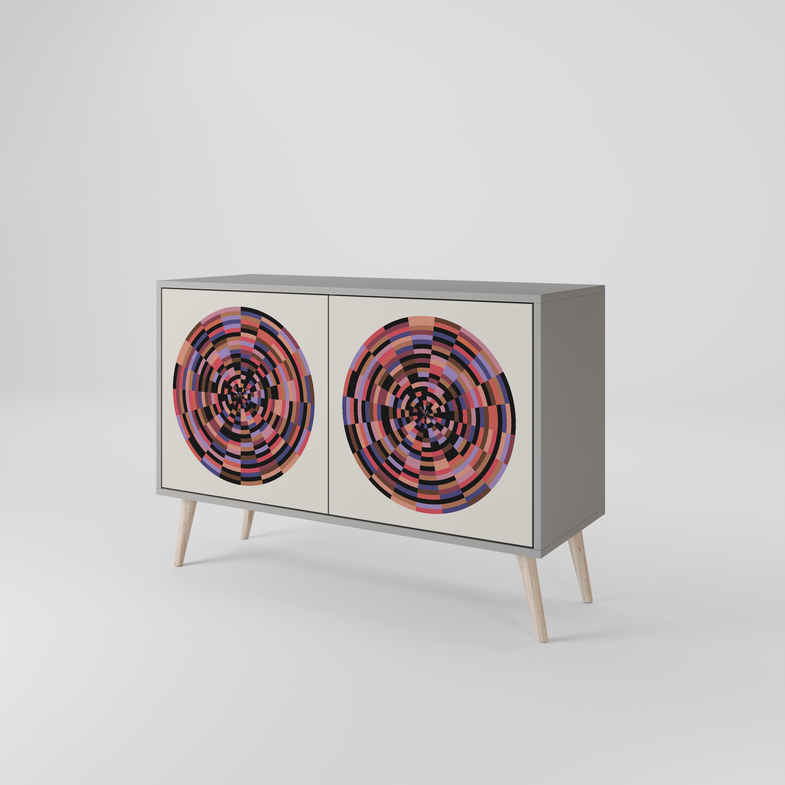 BROWN CIRCLES Komoda 2-drzwiowa korpus Szary