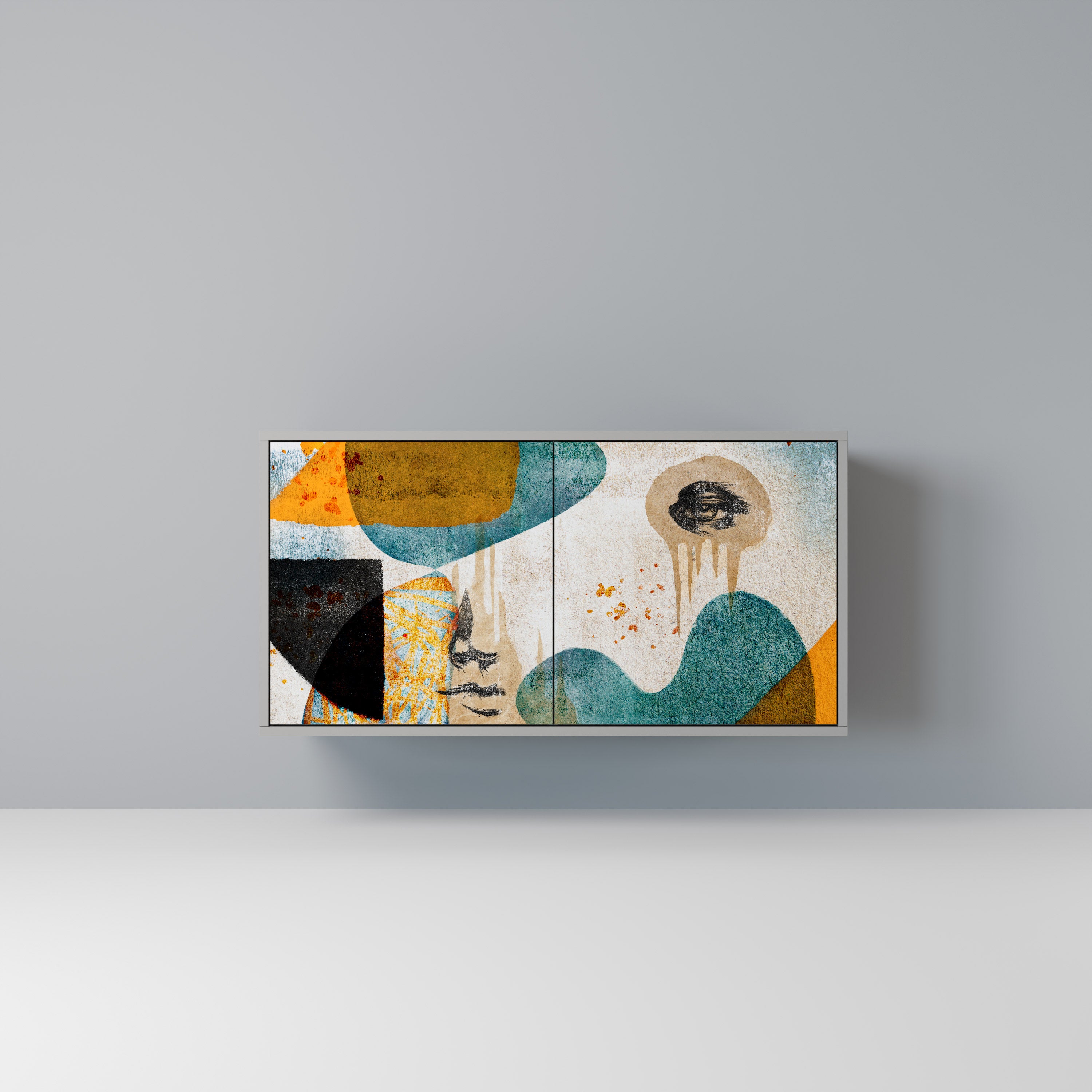 ABSTRACT FACES Komoda 2-drzwiowa korpus Szary