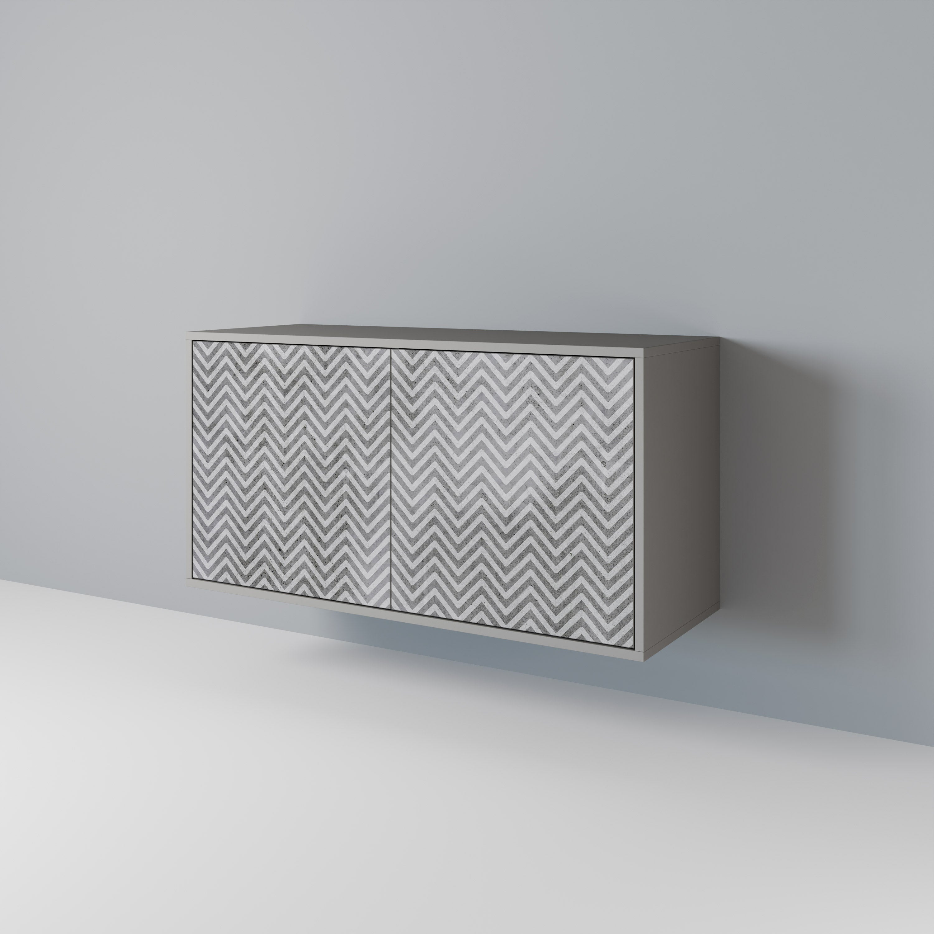 CONCRETE ZIG ZAG Komoda 2-drzwiowa korpus Szary