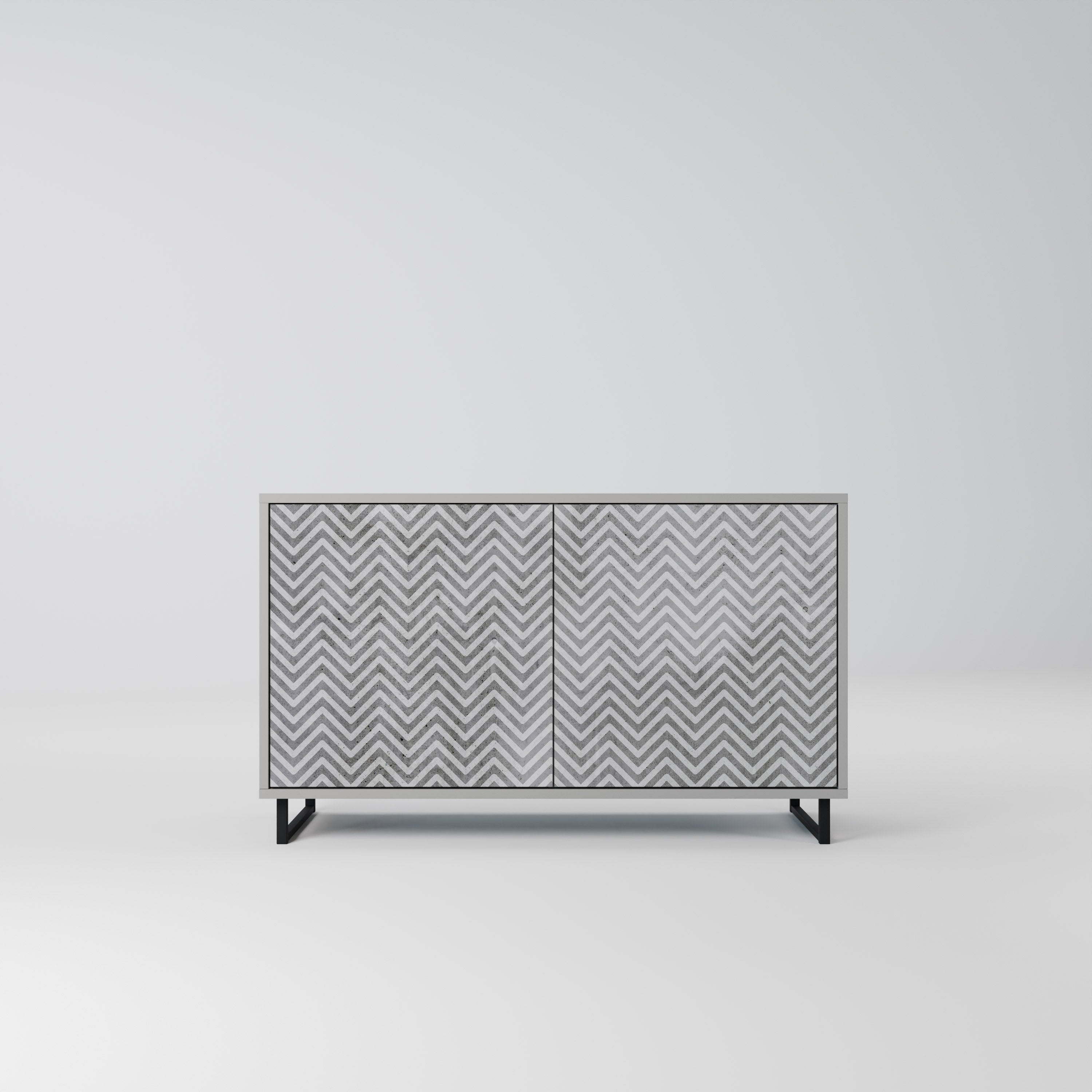 CONCRETE ZIG ZAG Komoda 2-drzwiowa korpus Szary