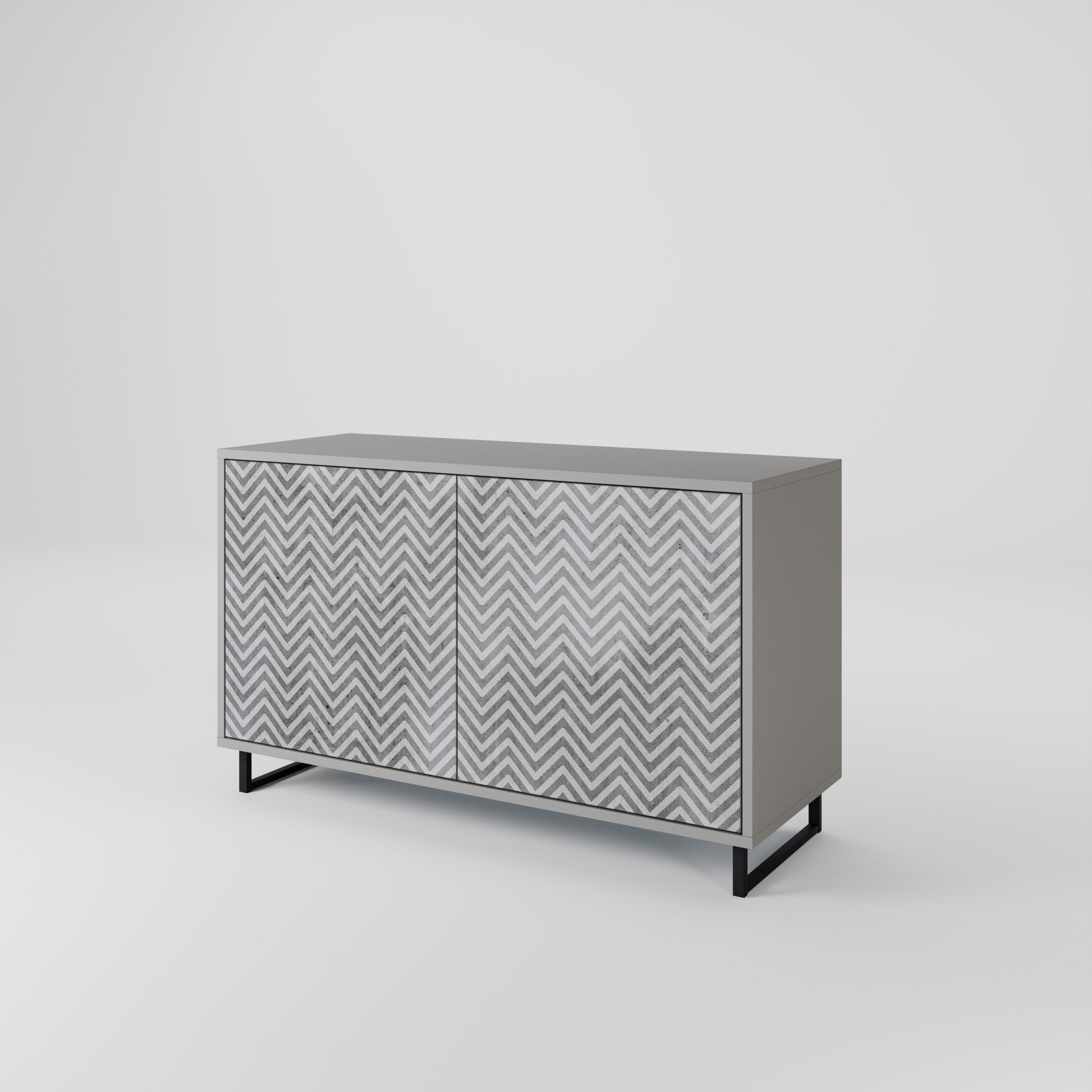 CONCRETE ZIG ZAG Komoda 2-drzwiowa korpus Szary