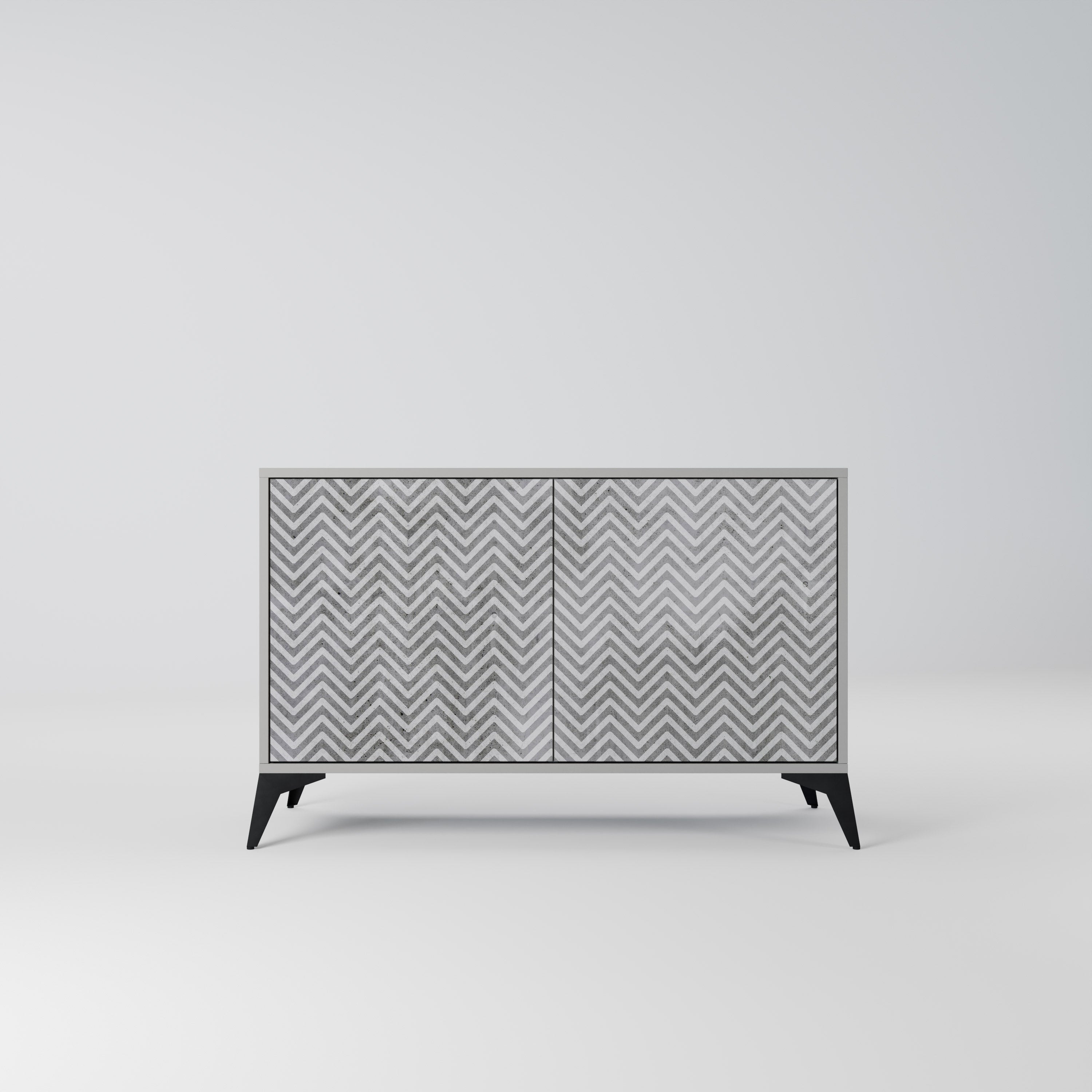 CONCRETE ZIG ZAG Komoda 2-drzwiowa korpus Szary