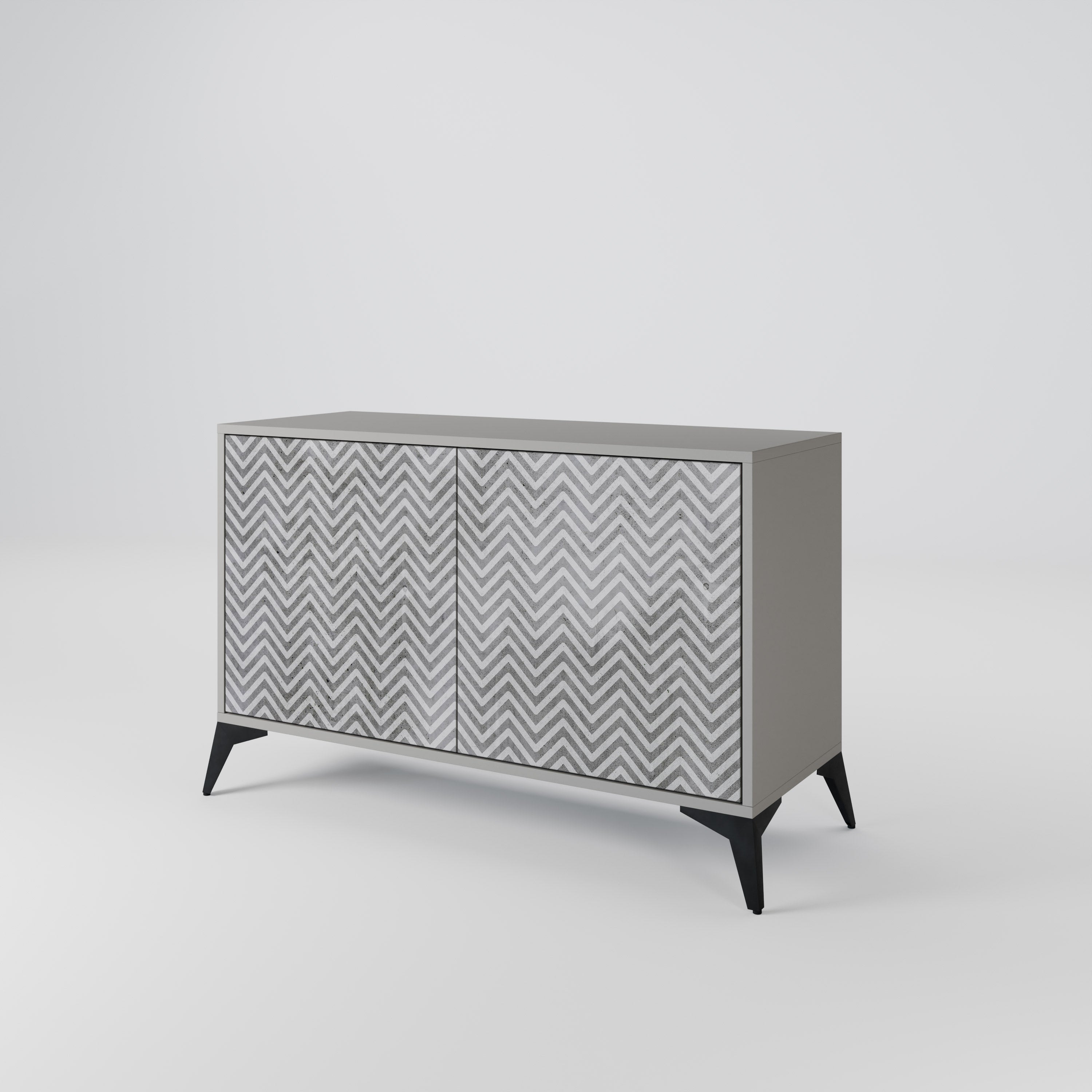 CONCRETE ZIG ZAG Komoda 2-drzwiowa korpus Szary